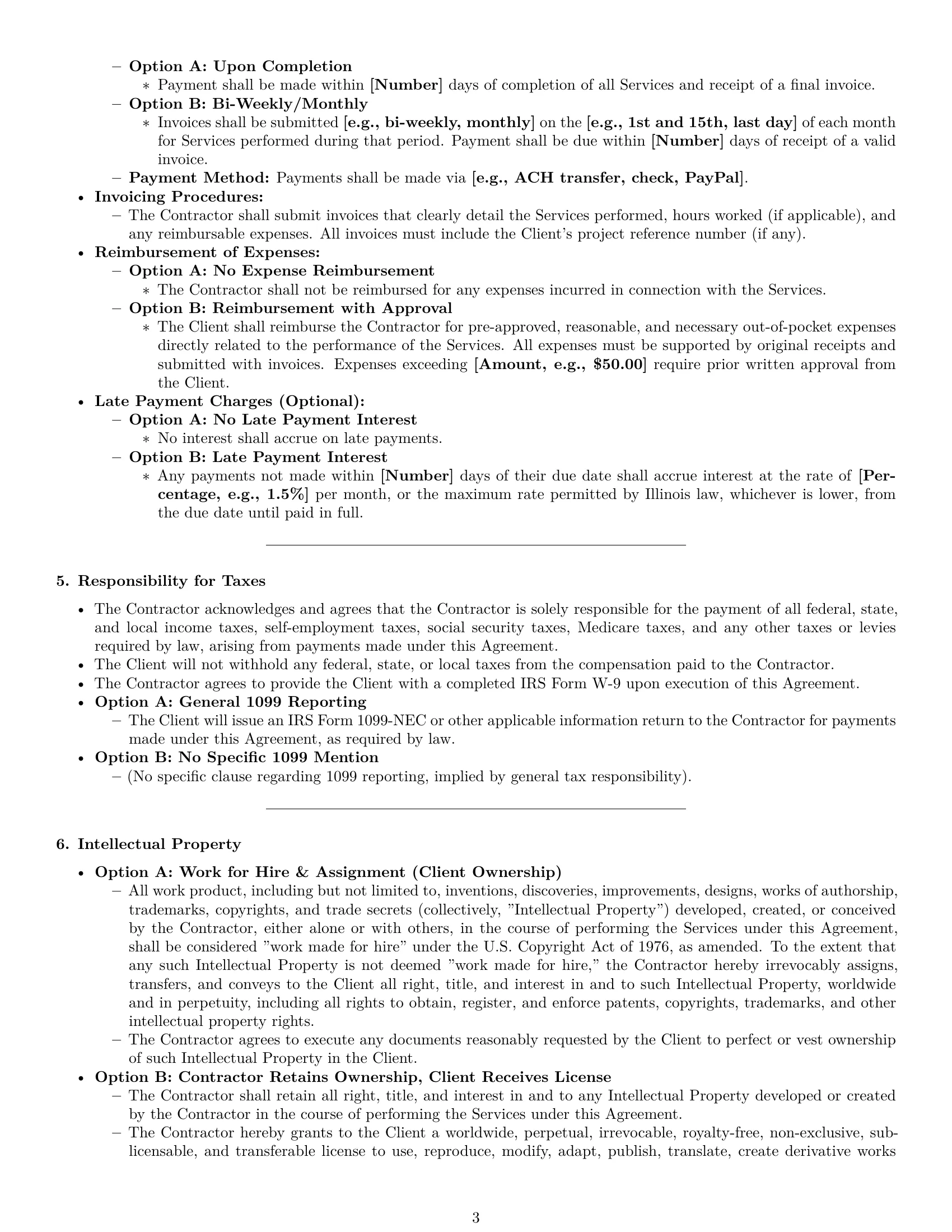 Preview page 3 of Pro Illinois independent contractor agreement template
