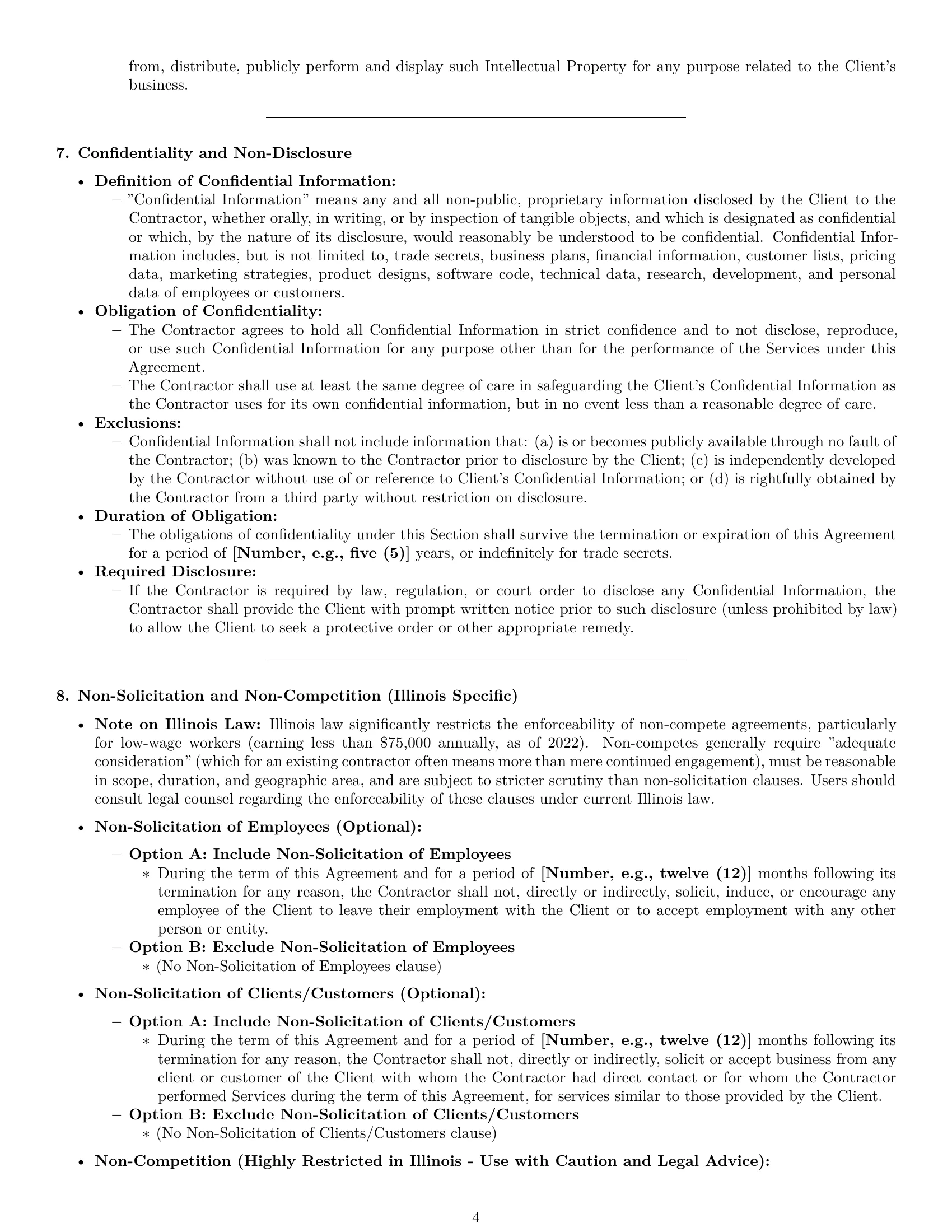 Preview page 4 of Pro Illinois independent contractor agreement template