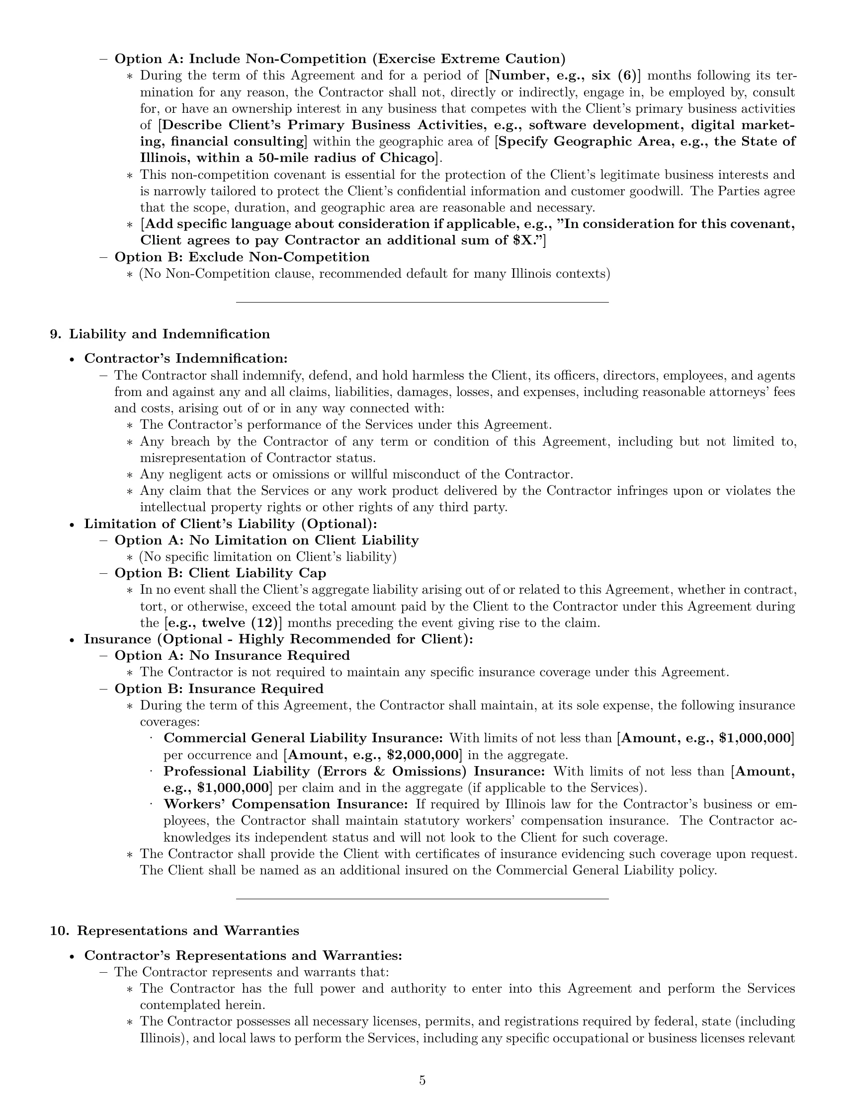 Preview page 5 of Pro Illinois independent contractor agreement template