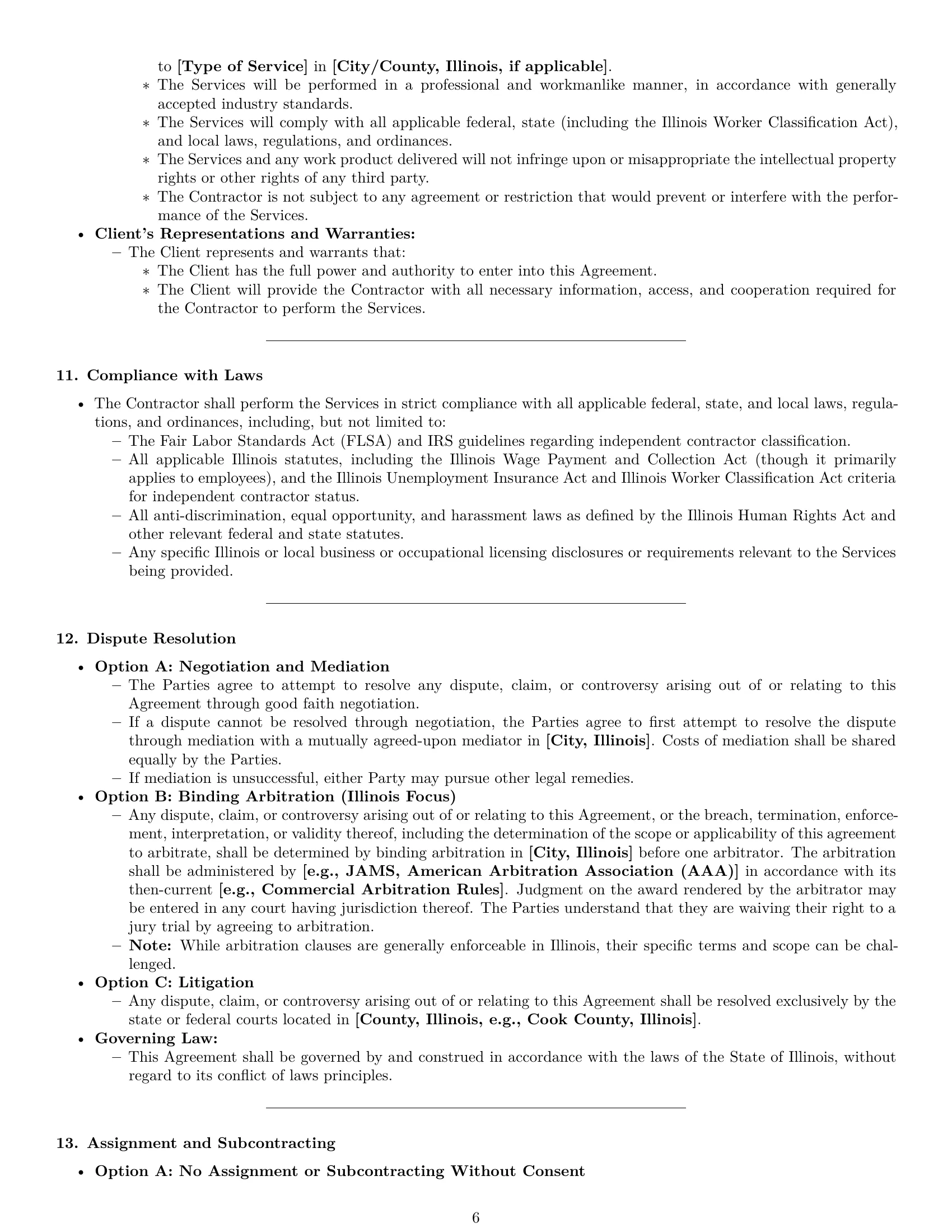 Preview page 6 of Pro Illinois independent contractor agreement template