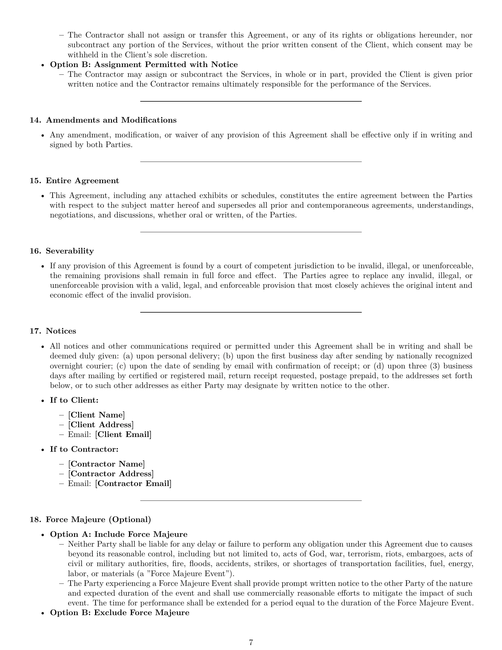 Preview page 7 of Pro Illinois independent contractor agreement template