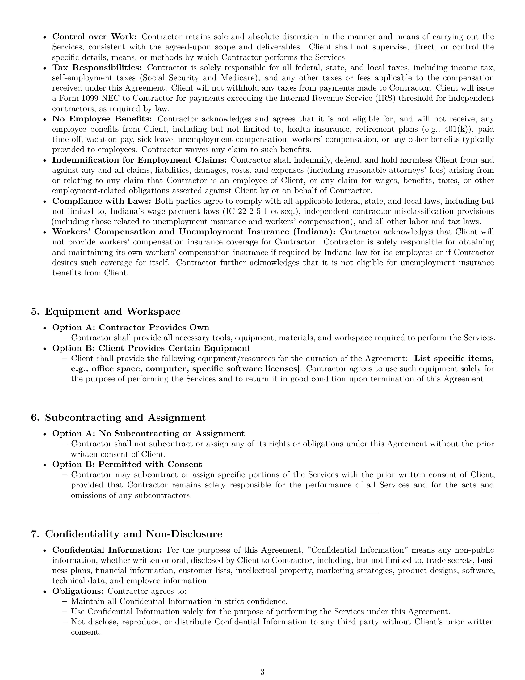Preview page 3 of Pro Indiana independent contractor agreement template