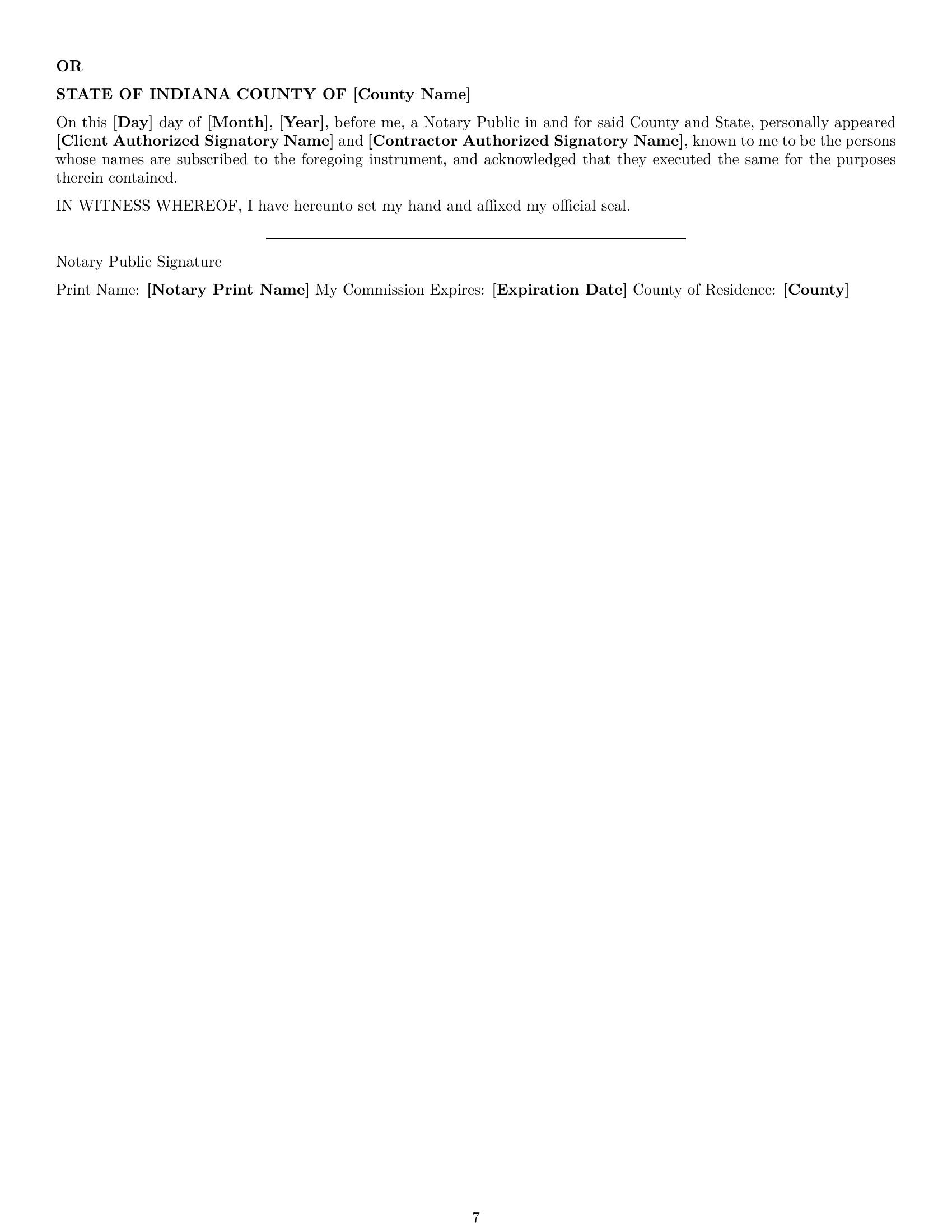 Preview page 7 of Pro Indiana independent contractor agreement template