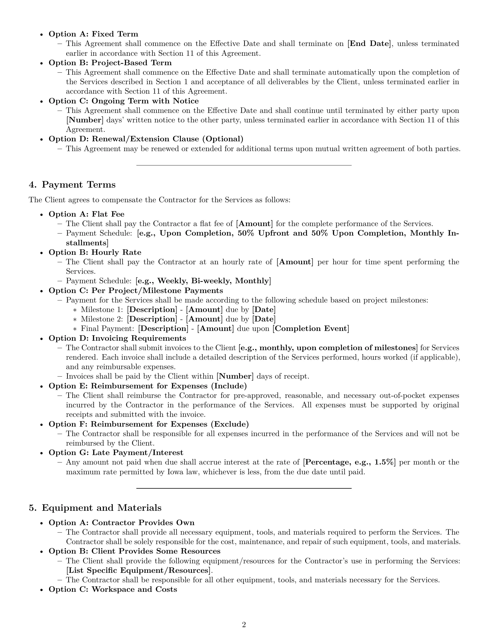 Preview page 2 of Pro Iowa independent contractor agreement template
