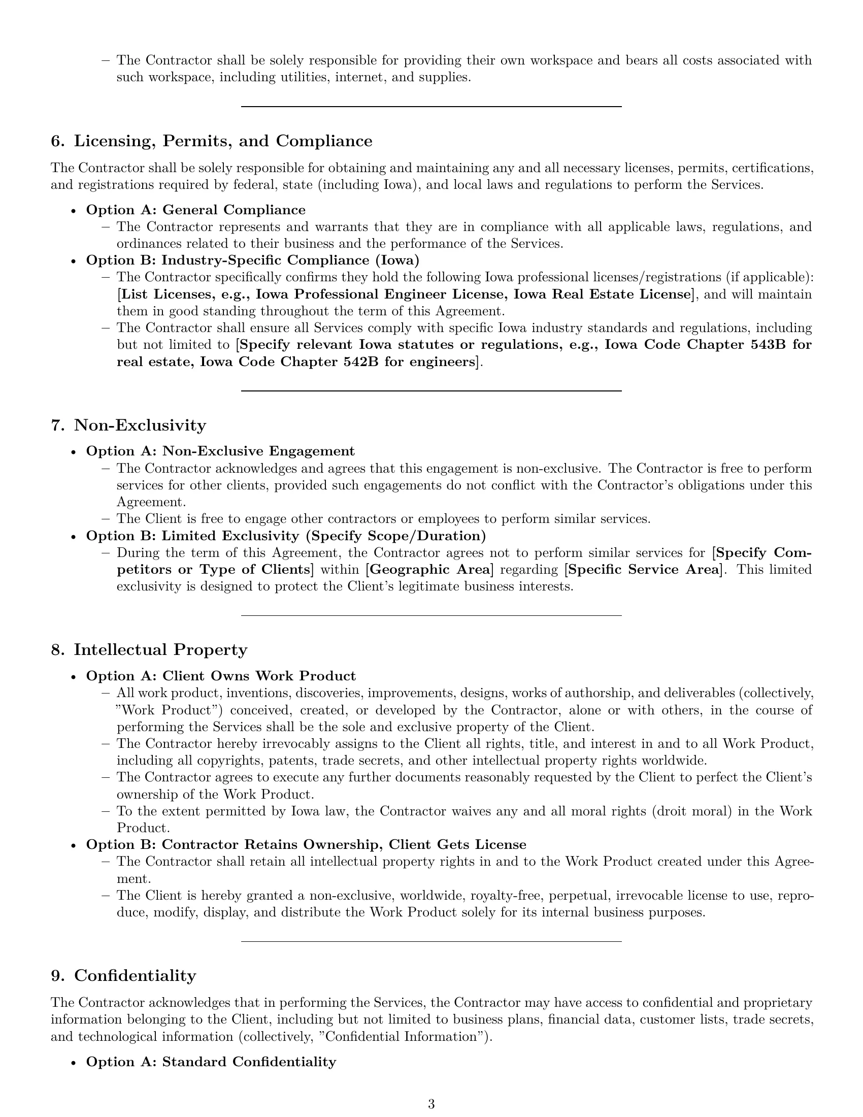 Preview page 3 of Pro Iowa independent contractor agreement template