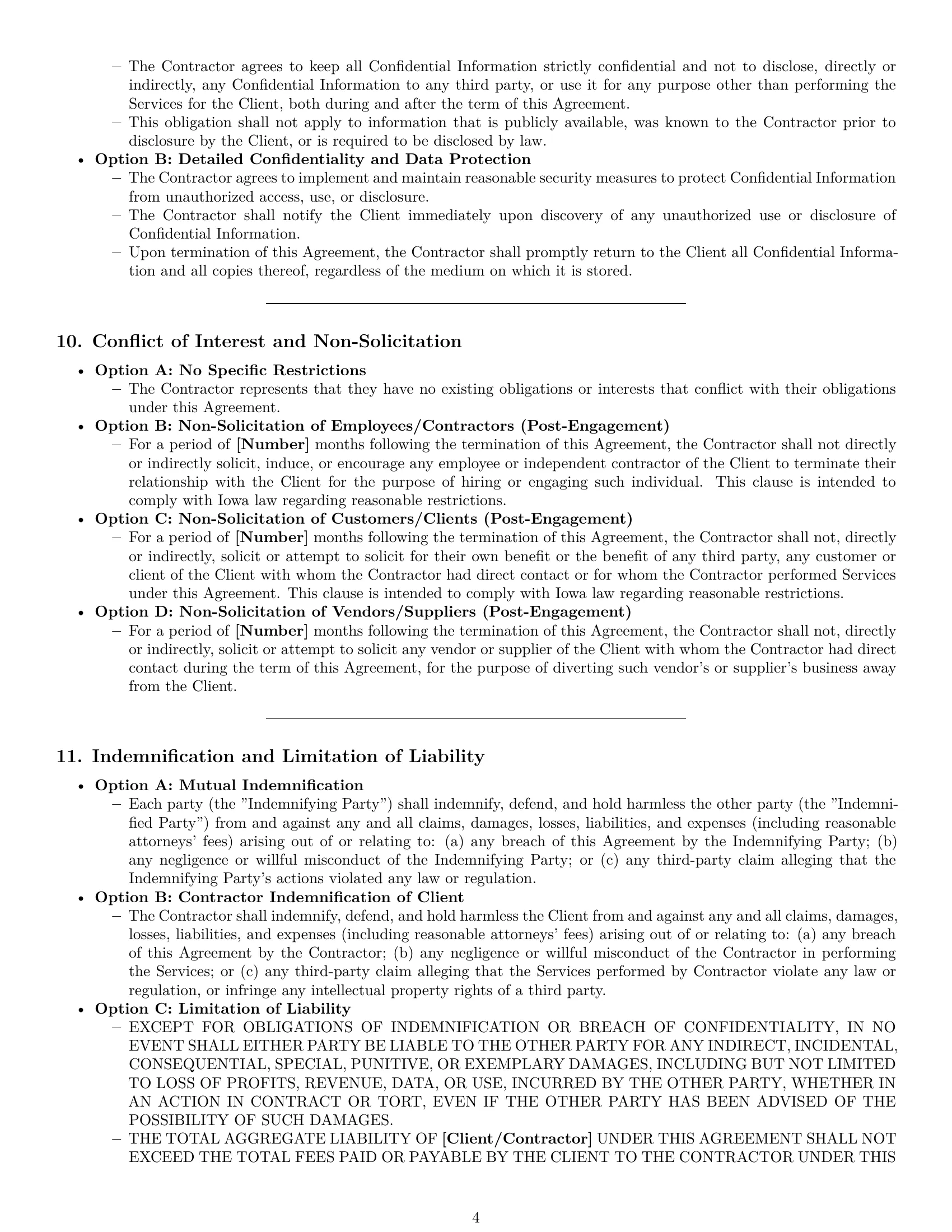 Preview page 4 of Pro Iowa independent contractor agreement template