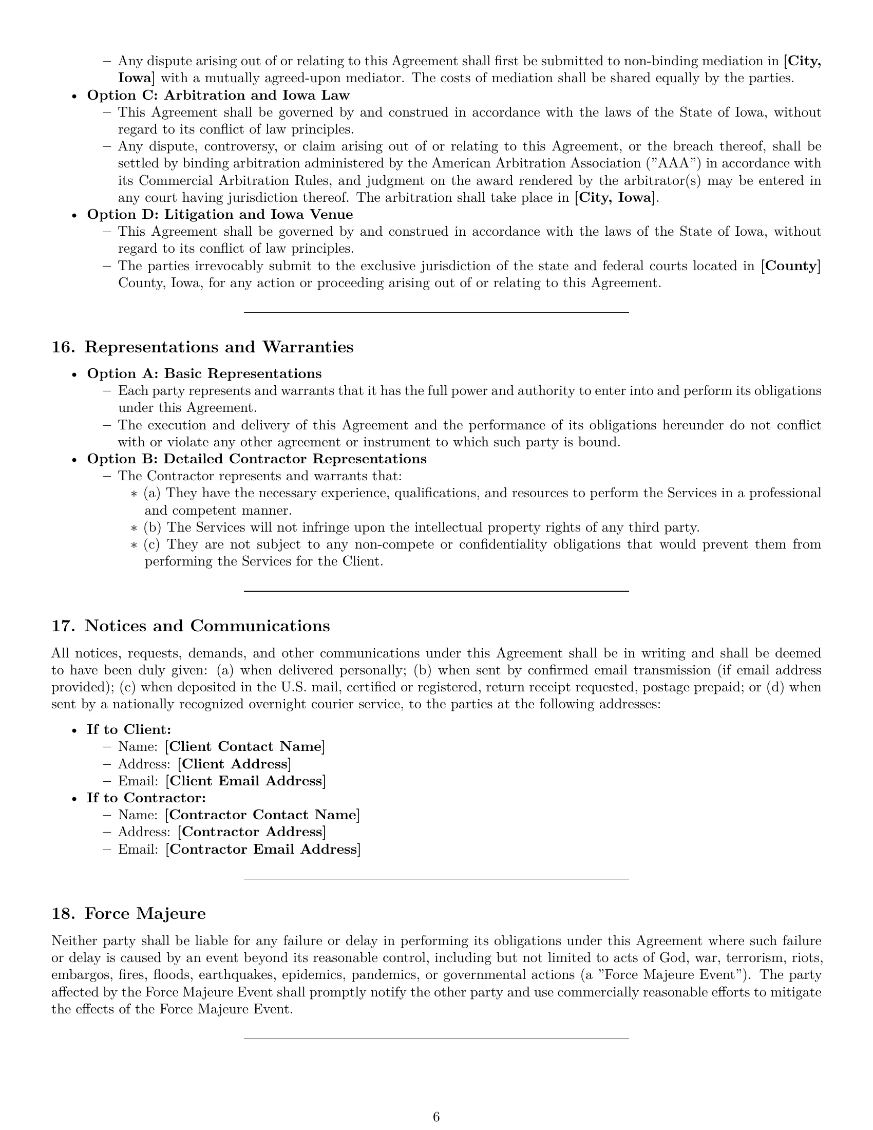 Preview page 6 of Pro Iowa independent contractor agreement template