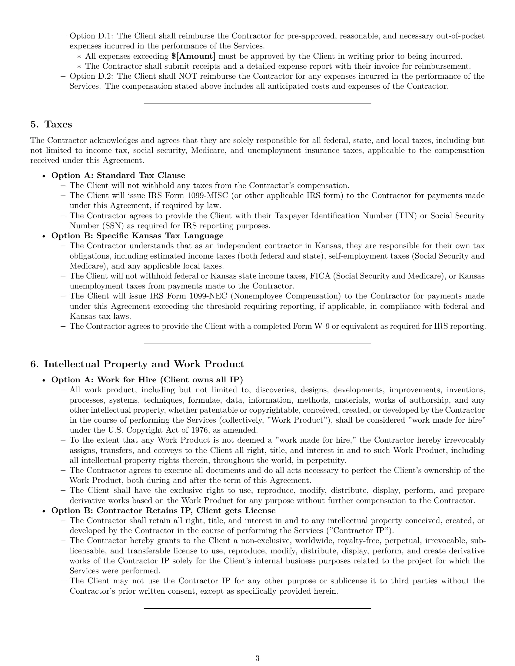 Preview page 3 of Pro Kansas independent contractor agreement template
