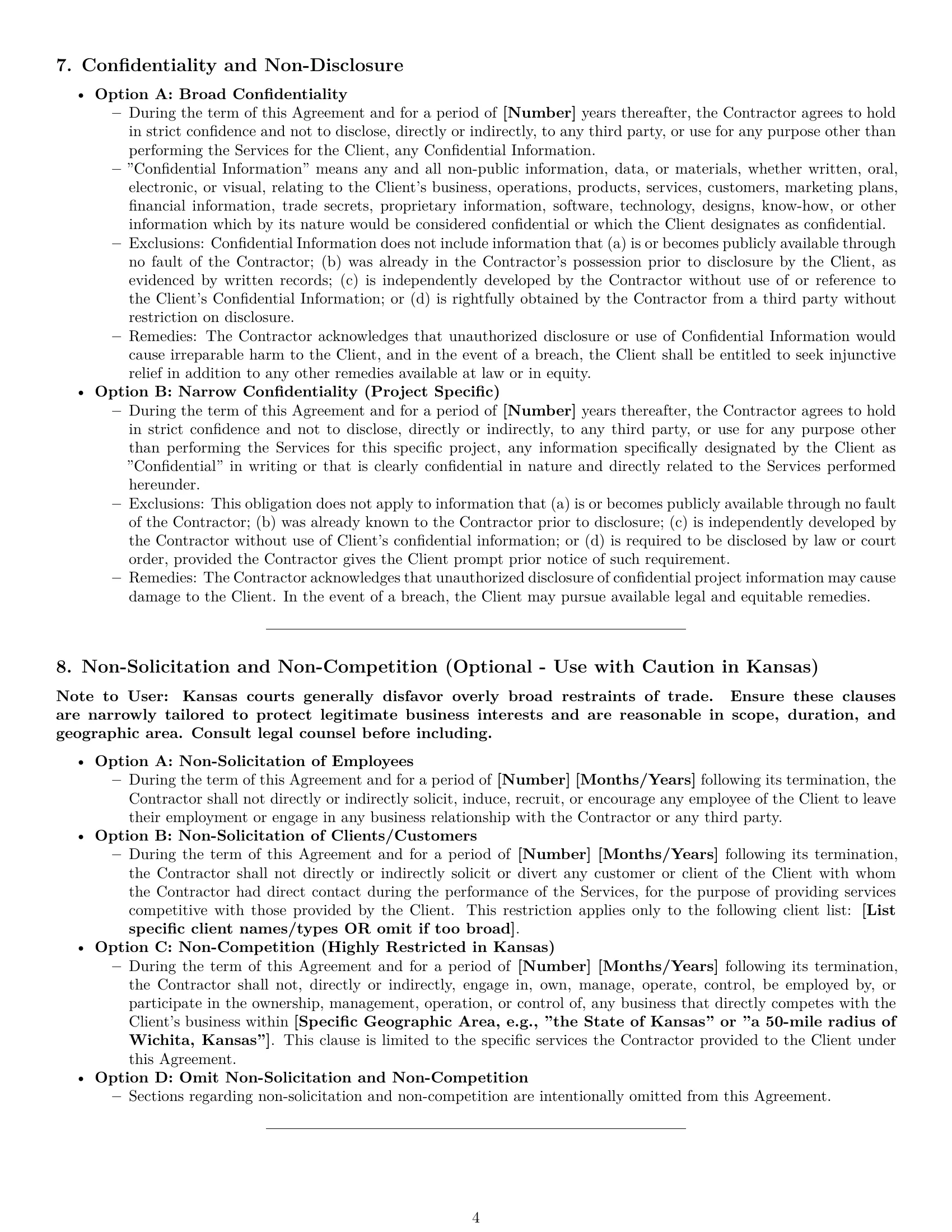 Preview page 4 of Pro Kansas independent contractor agreement template