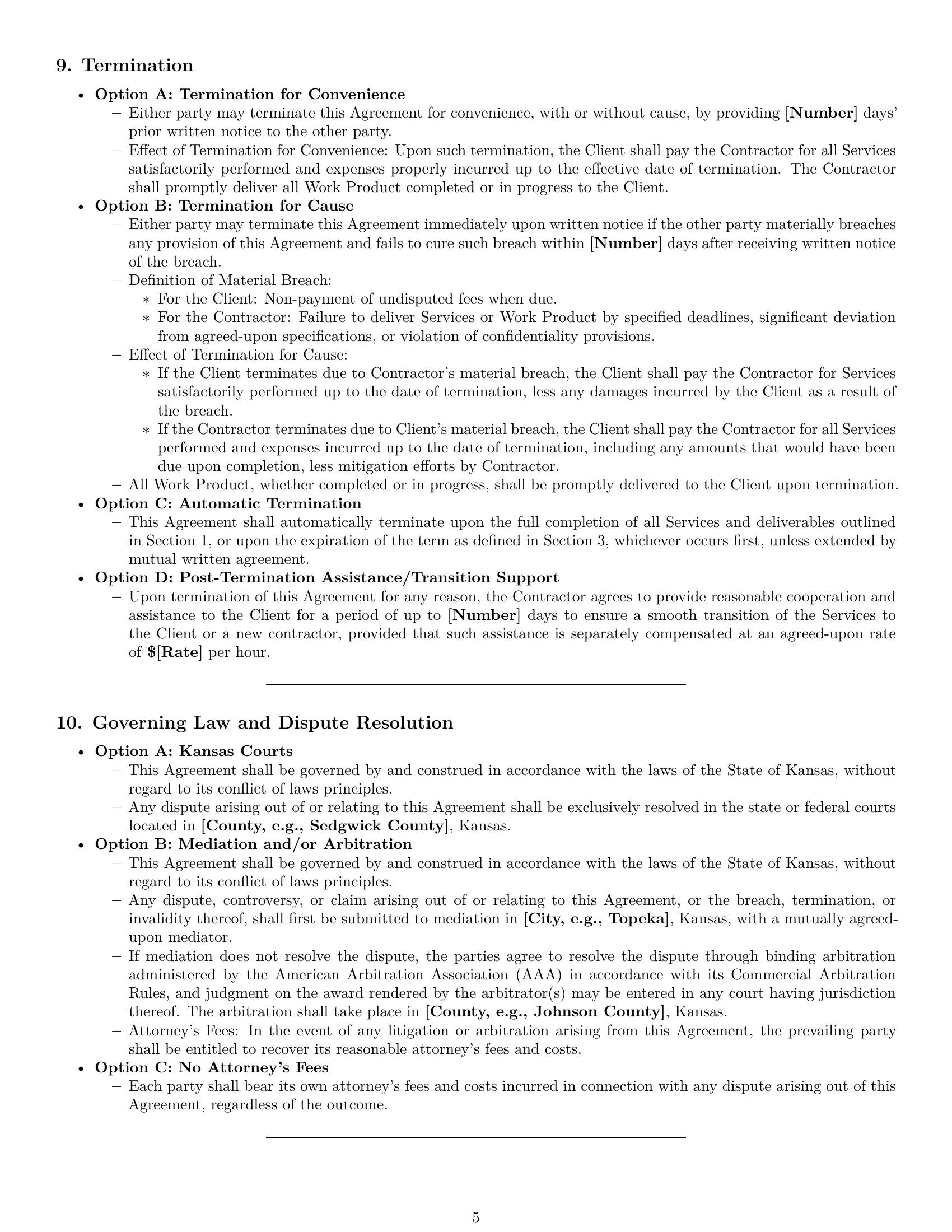 Preview page 5 of Pro Kansas independent contractor agreement template