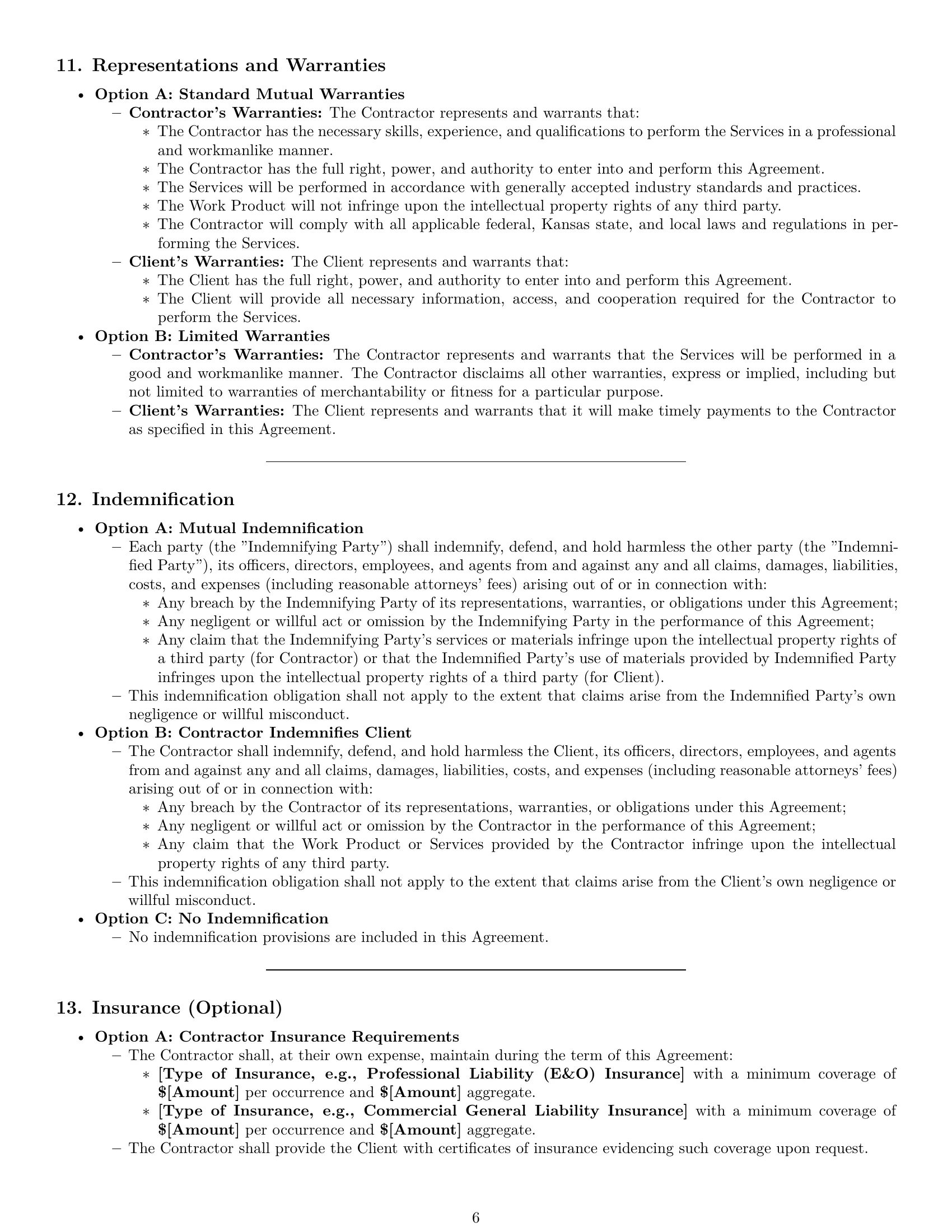 Preview page 6 of Pro Kansas independent contractor agreement template