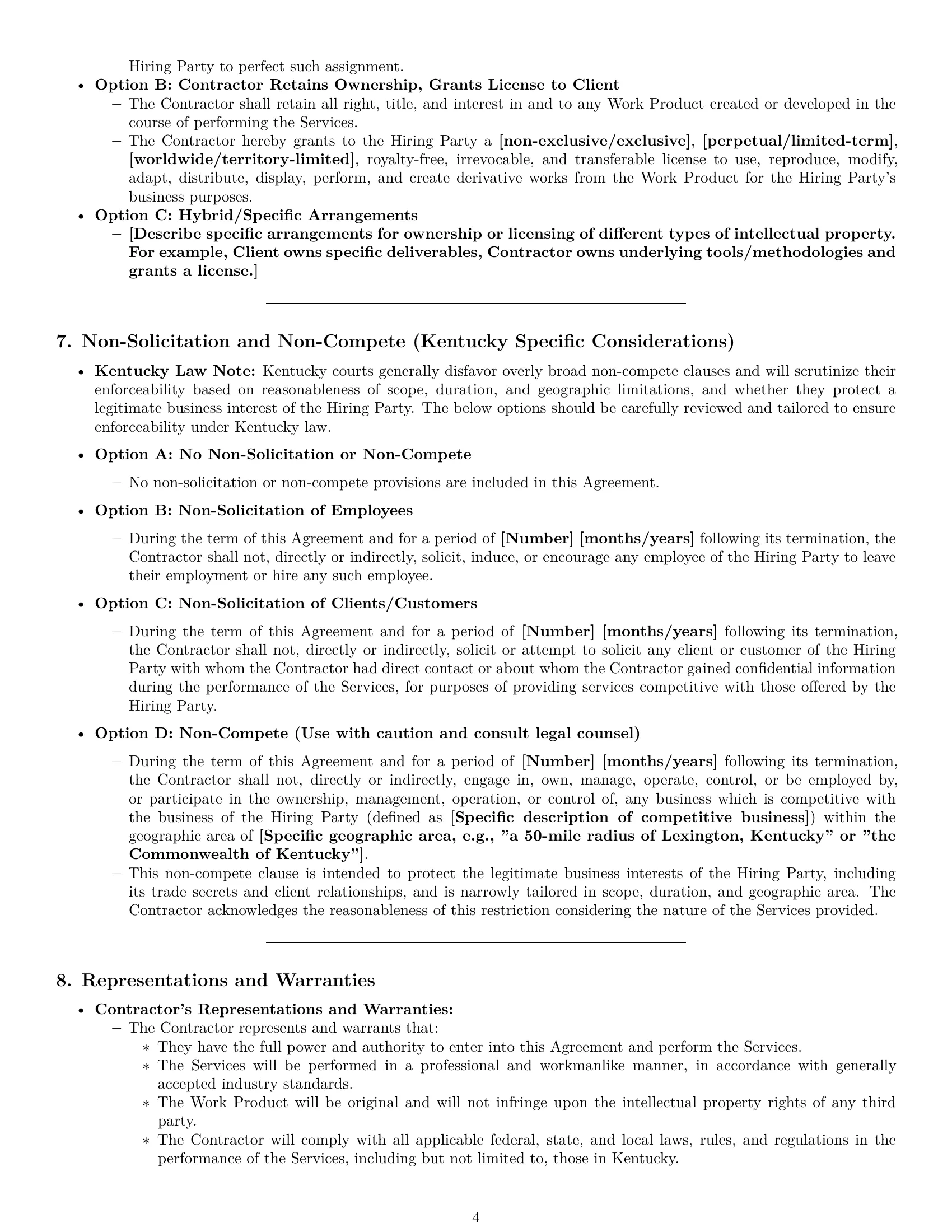 Preview page 4 of Pro Kentucky independent contractor agreement template