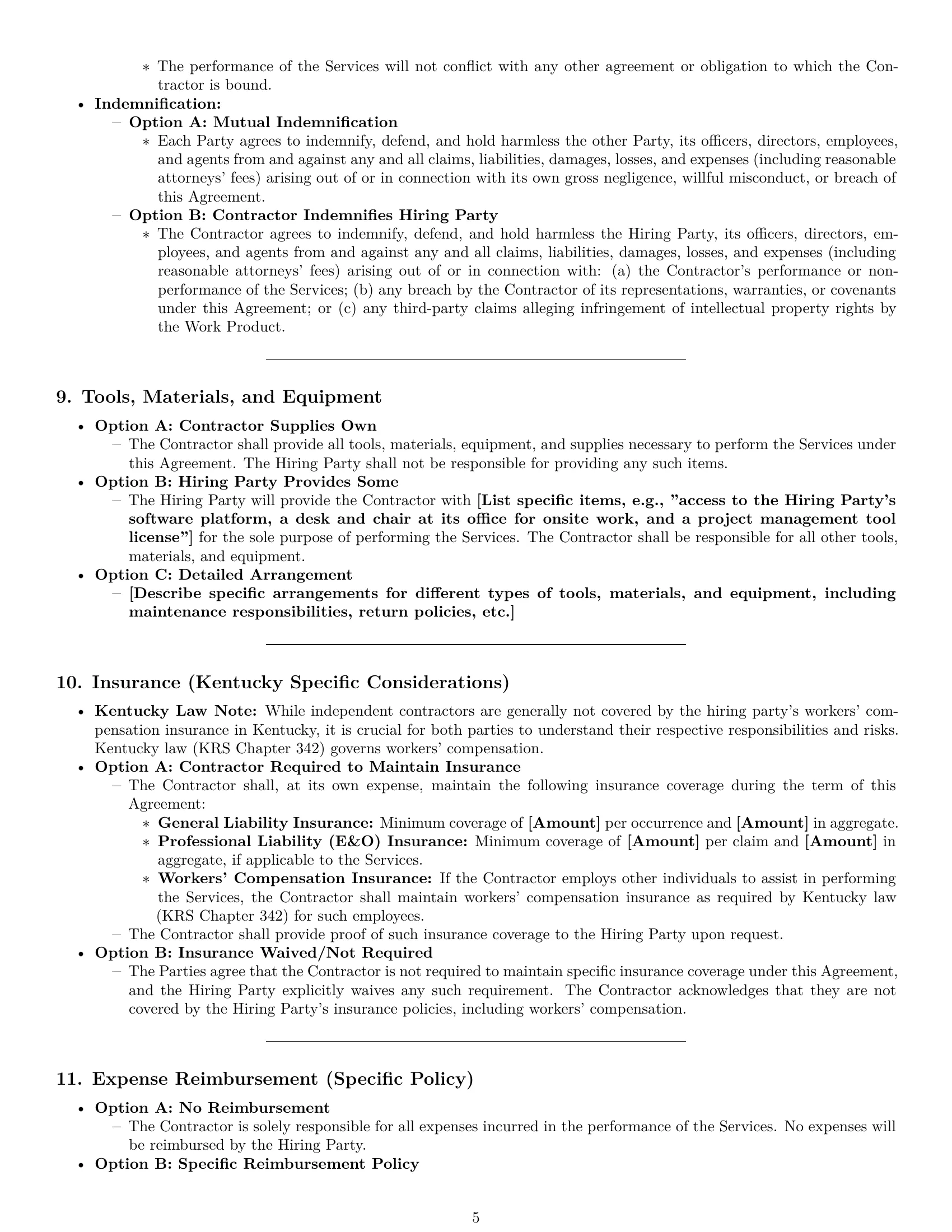 Preview page 5 of Pro Kentucky independent contractor agreement template