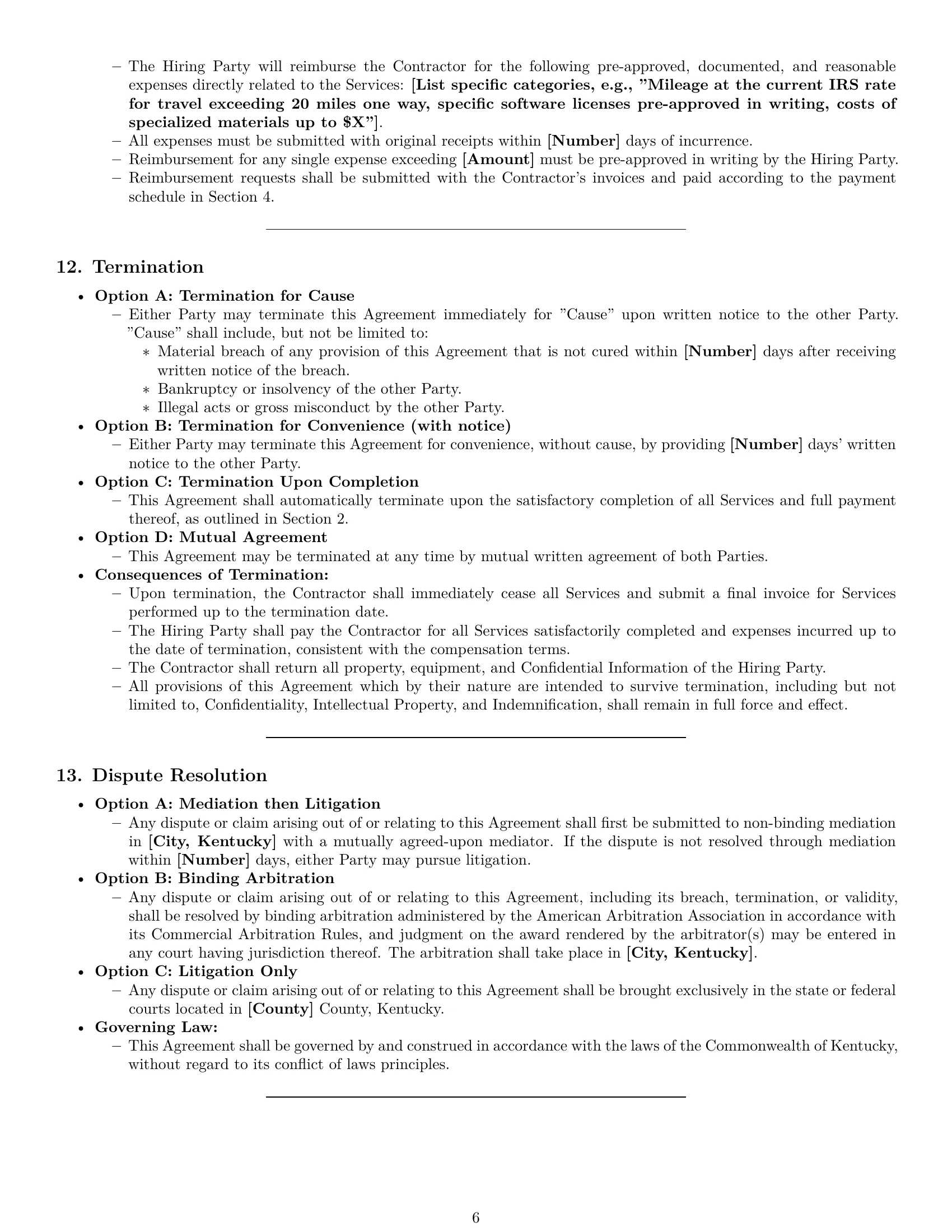 Preview page 6 of Pro Kentucky independent contractor agreement template