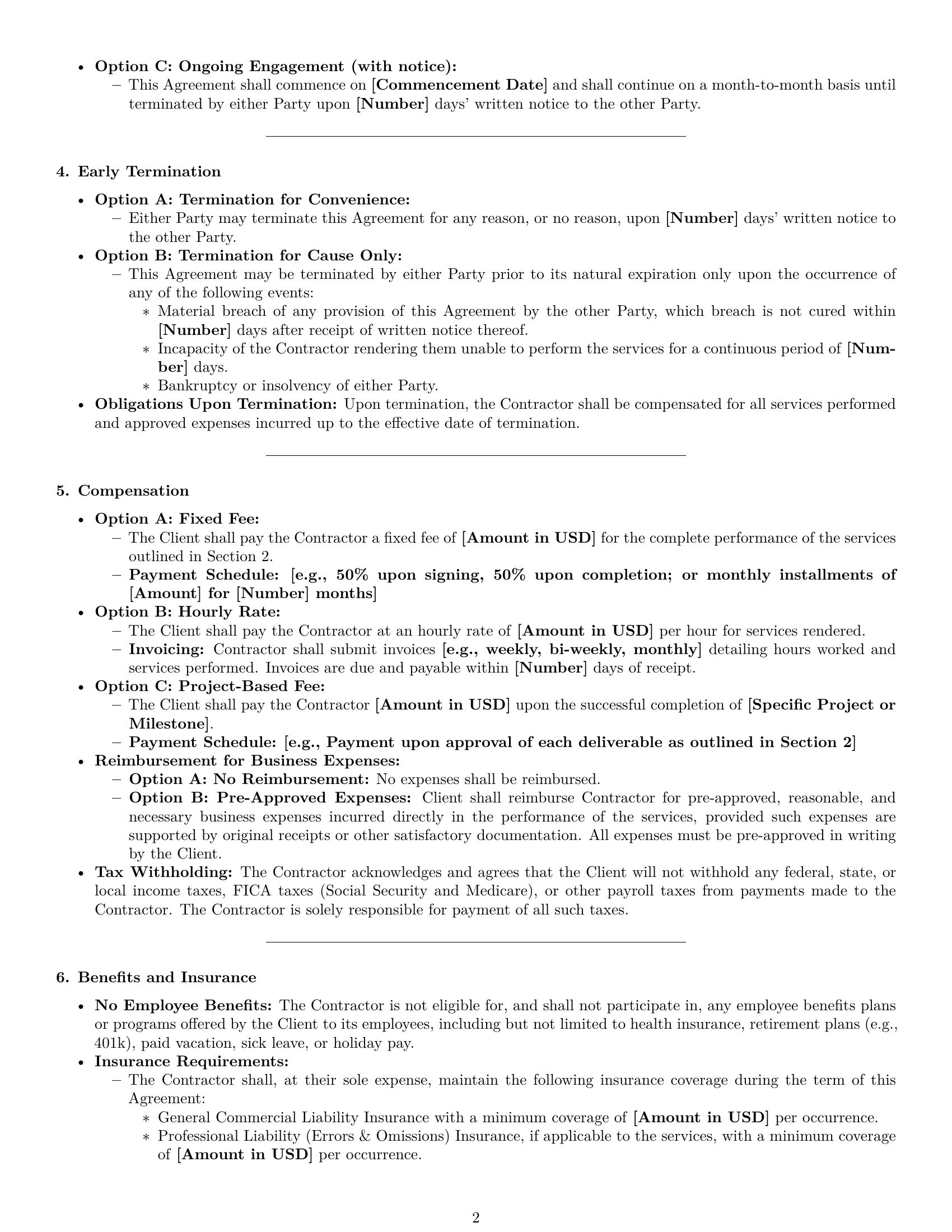 Preview page 2 of Pro Louisiana independent contractor agreement template