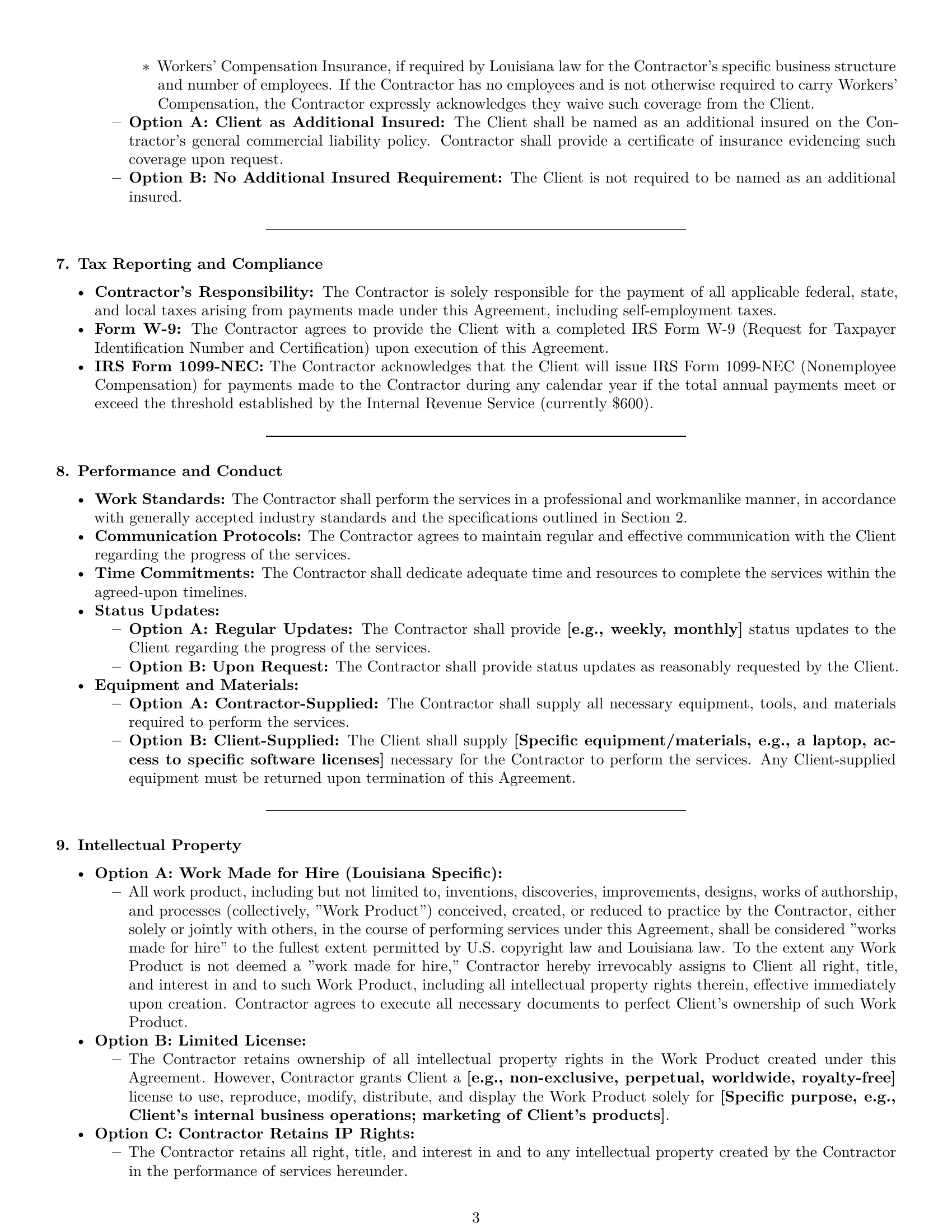Preview page 3 of Pro Louisiana independent contractor agreement template