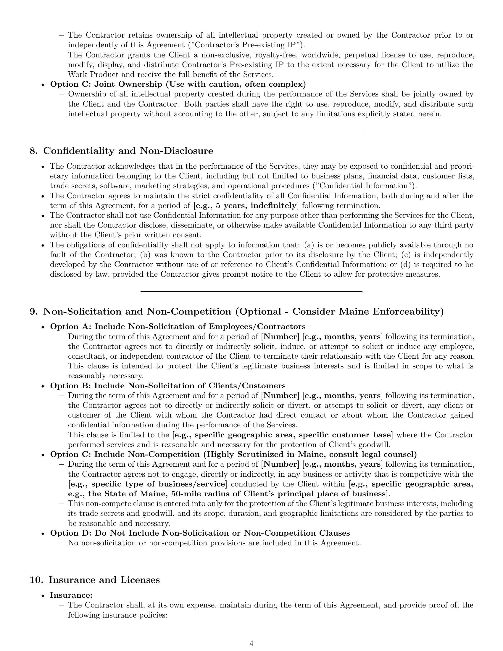 Preview page 4 of Pro Maine independent contractor agreement template