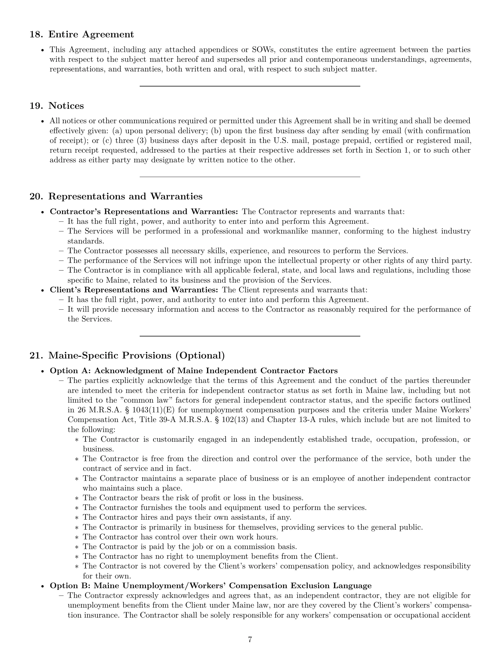 Preview page 7 of Pro Maine independent contractor agreement template