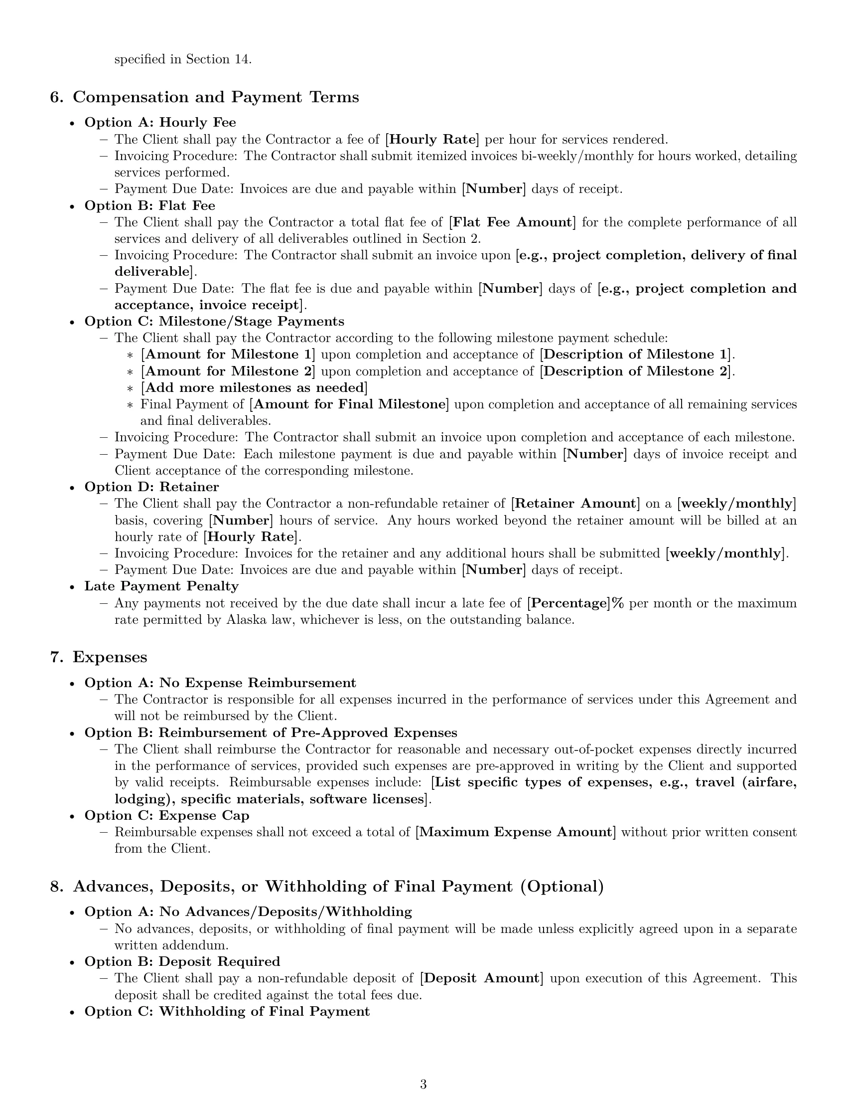 Preview page 3 of Pro Alaska independent contractor agreement template