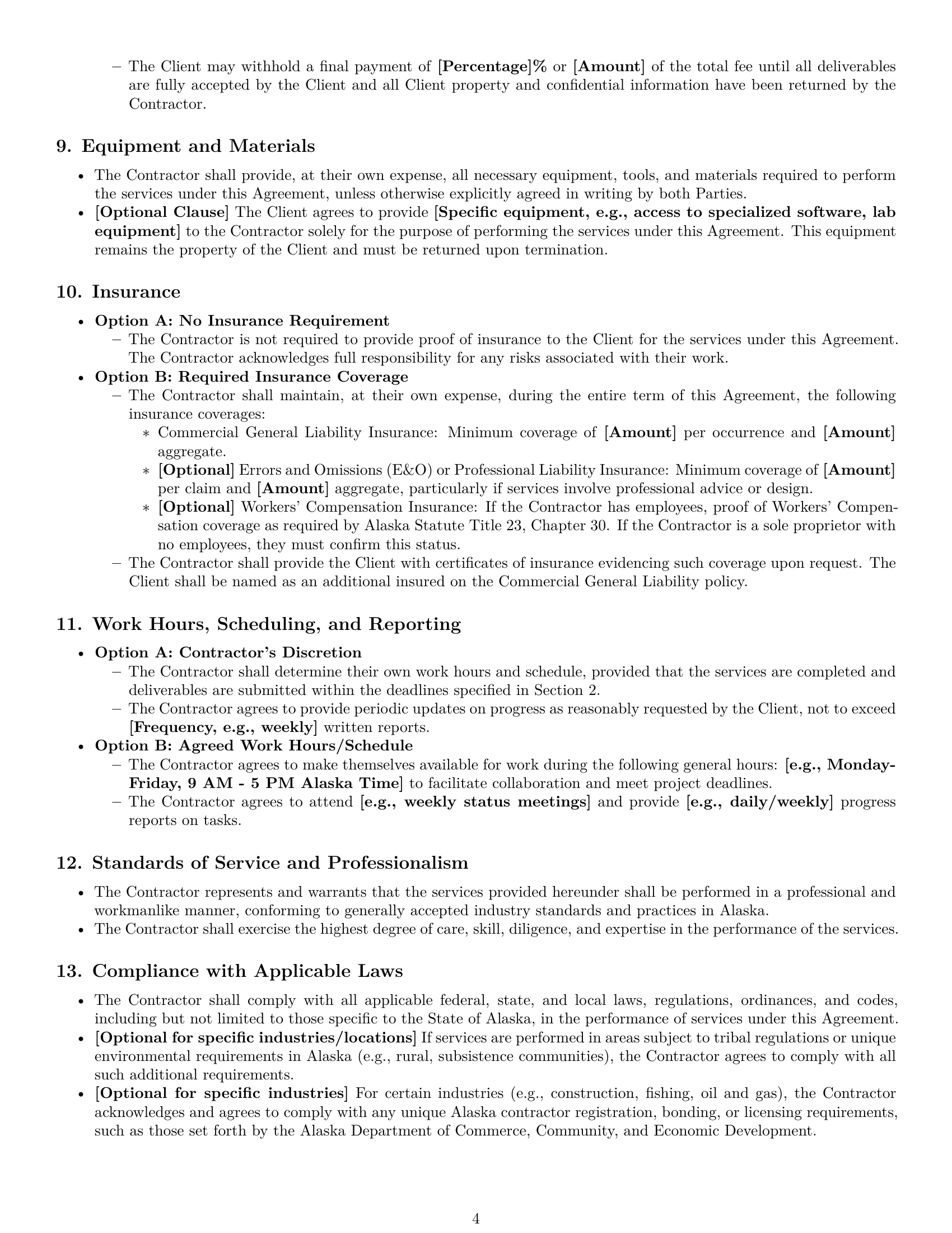 Preview page 4 of Pro Alaska independent contractor agreement template
