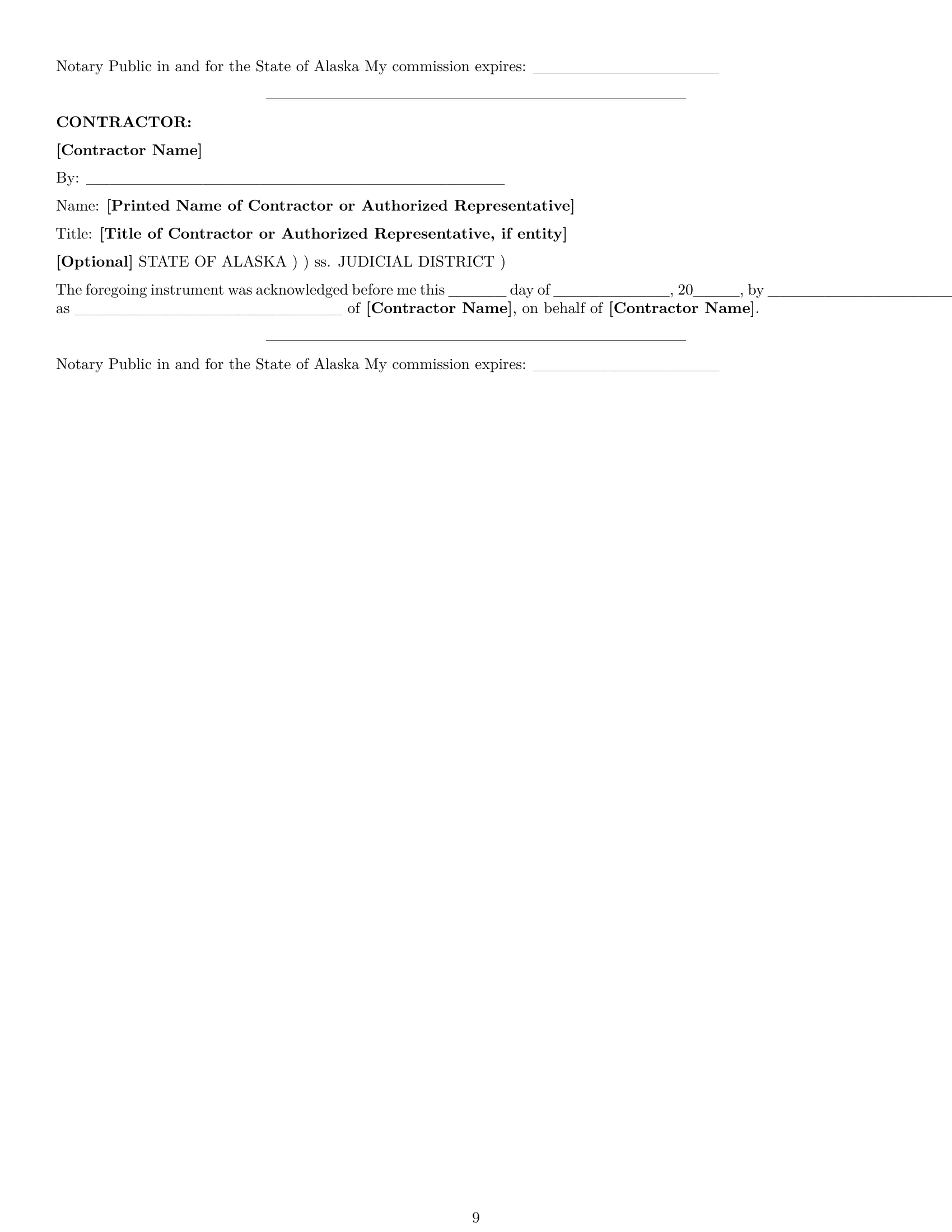 Preview page 9 of Pro Alaska independent contractor agreement template