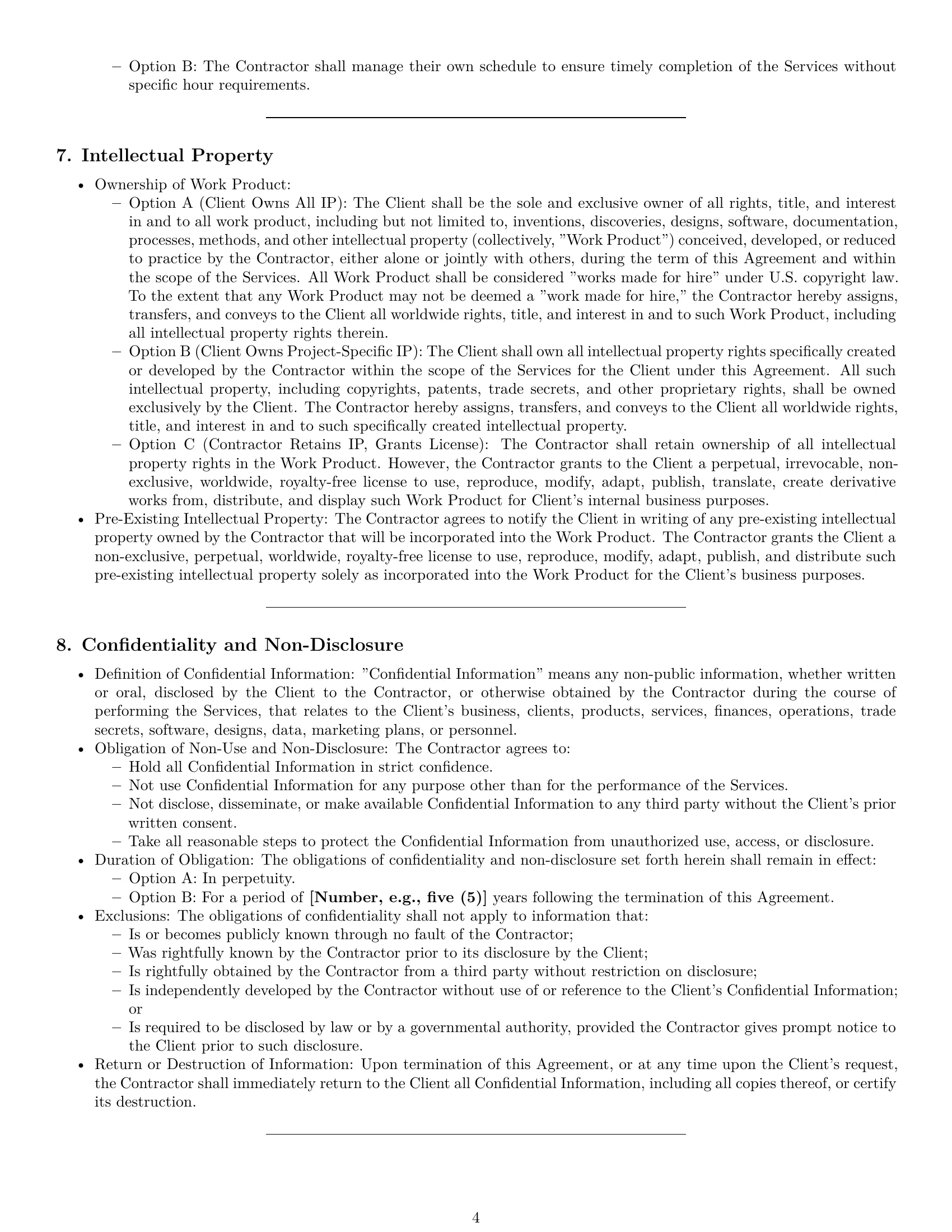 Preview page 4 of Pro Maryland independent contractor agreement template