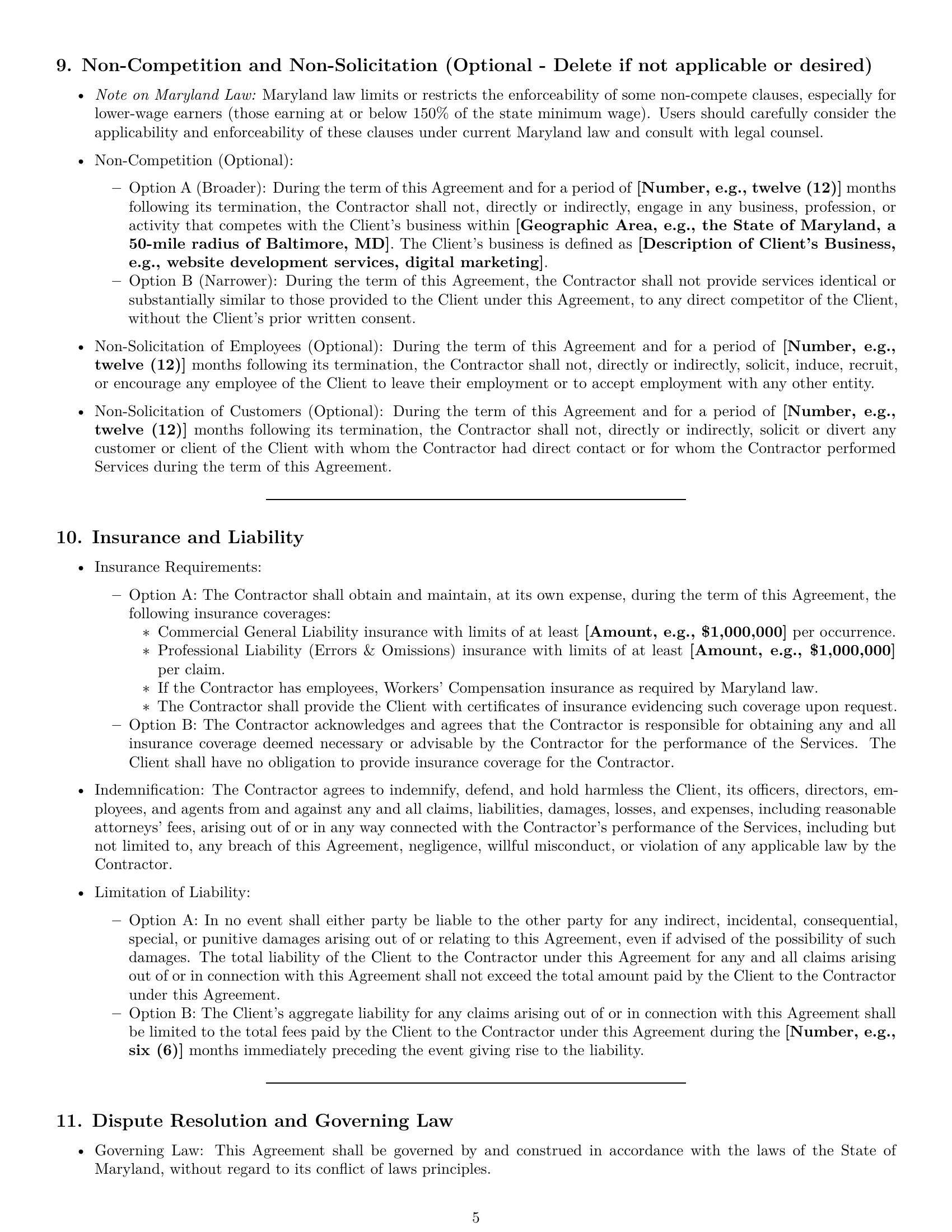 Preview page 5 of Pro Maryland independent contractor agreement template