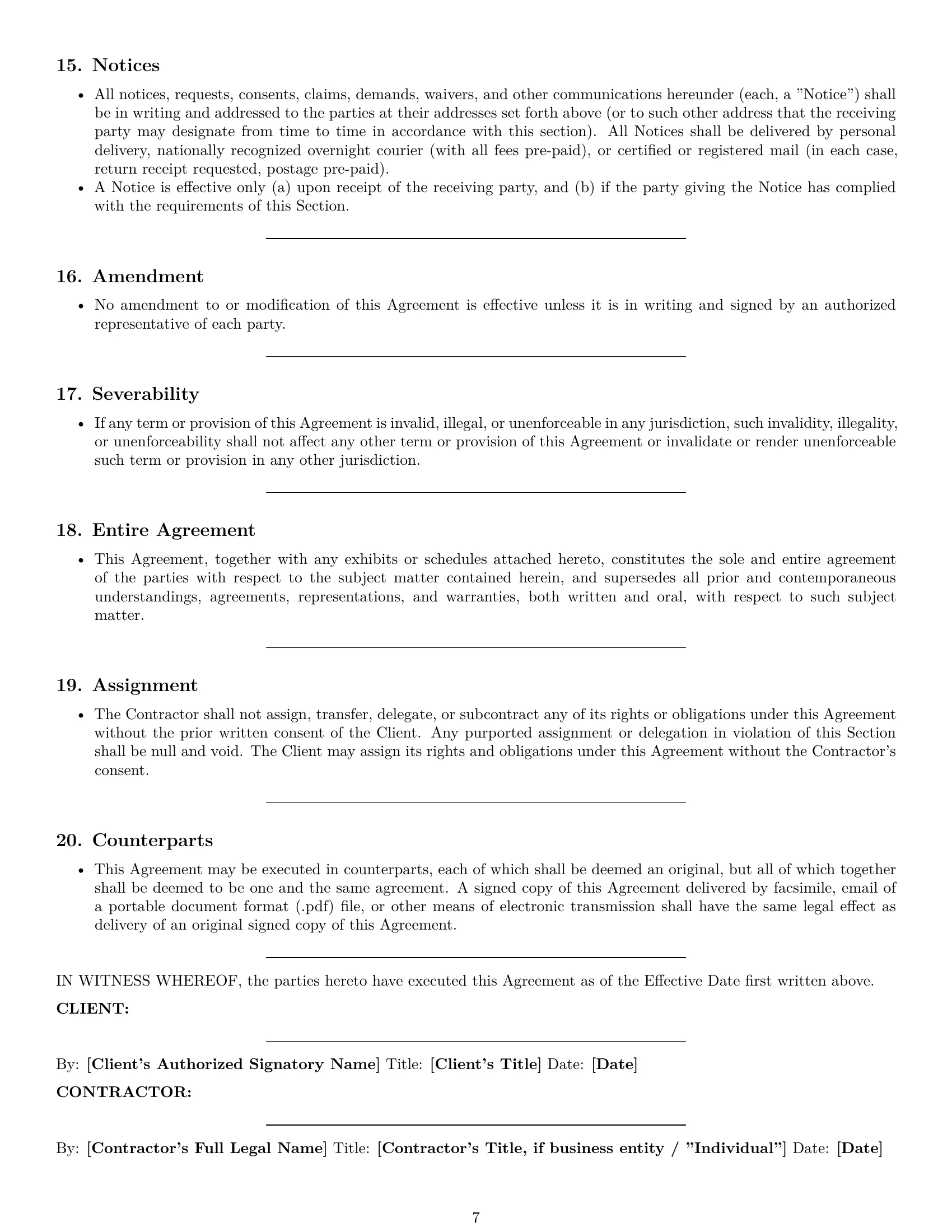 Preview page 7 of Pro Maryland independent contractor agreement template