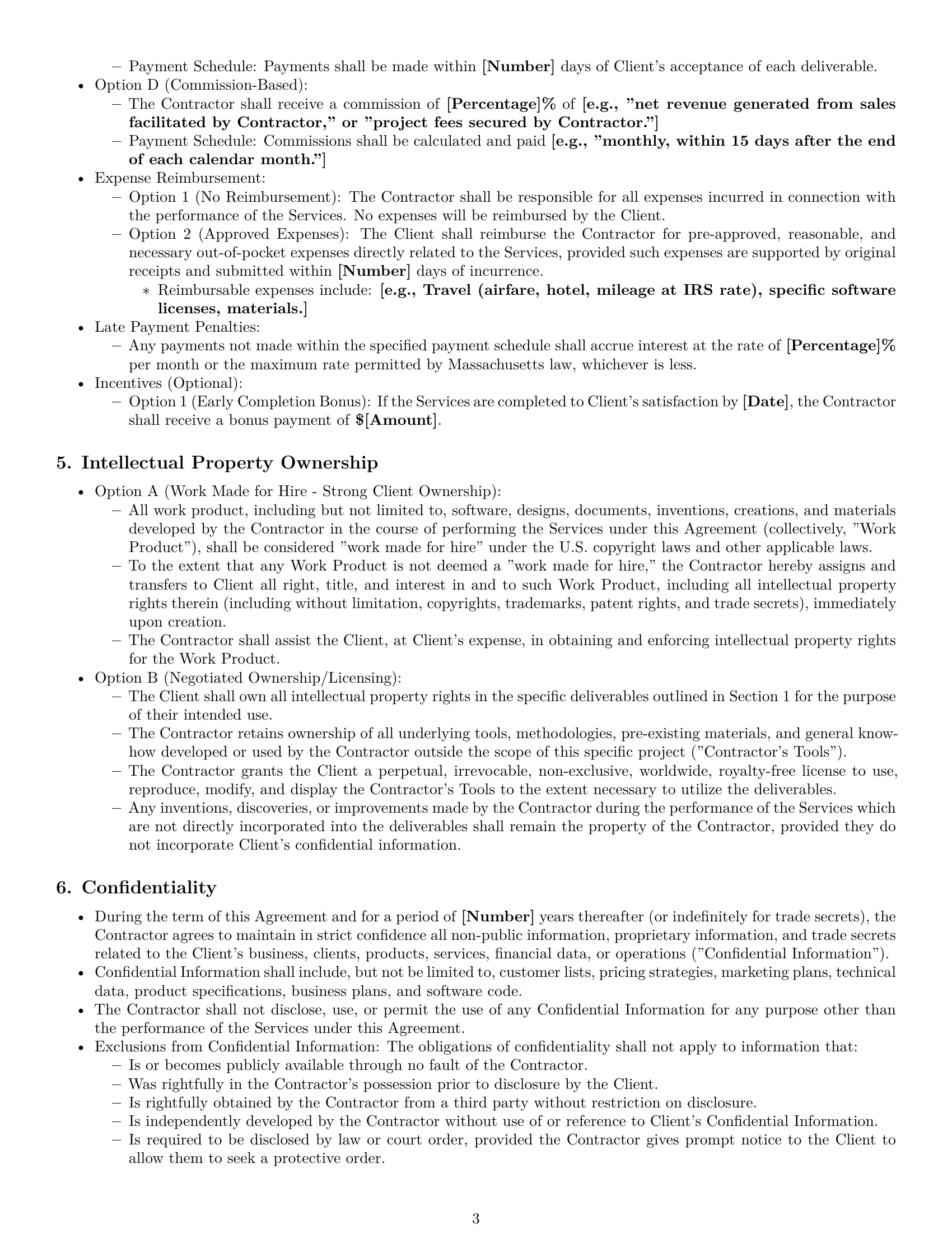 Preview page 3 of Pro Massachusetts independent contractor agreement template