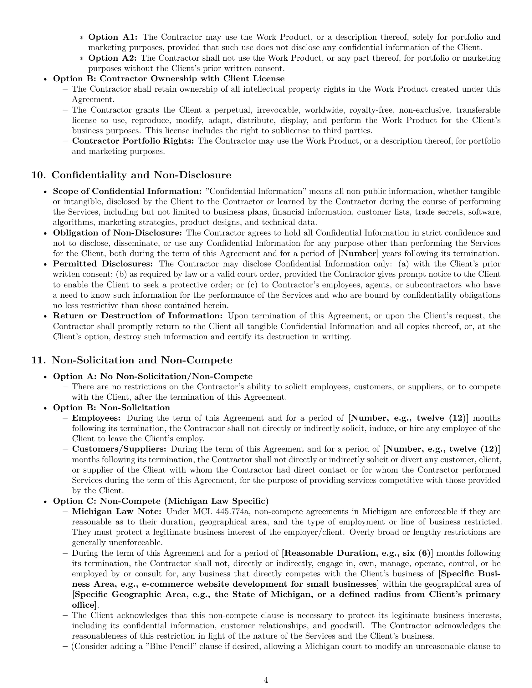 Preview page 4 of Pro Michigan independent contractor agreement template