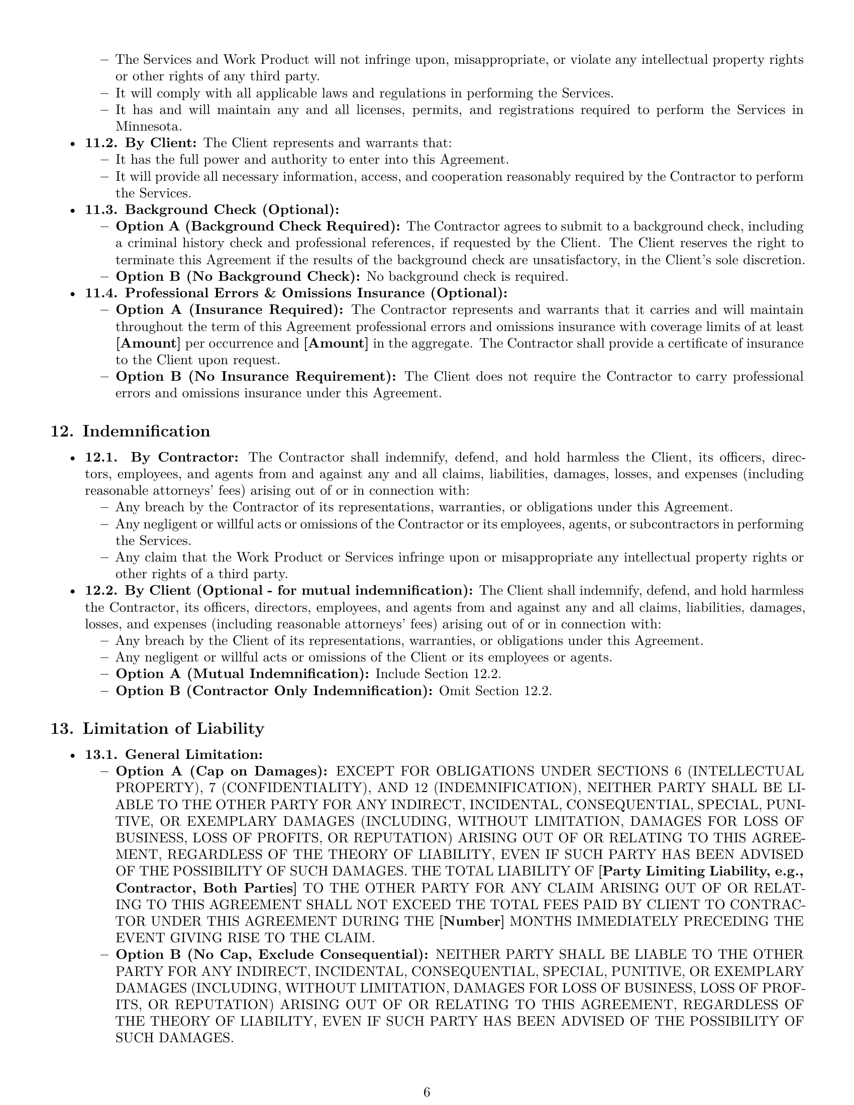 Preview page 6 of Pro Minnesota independent contractor agreement template