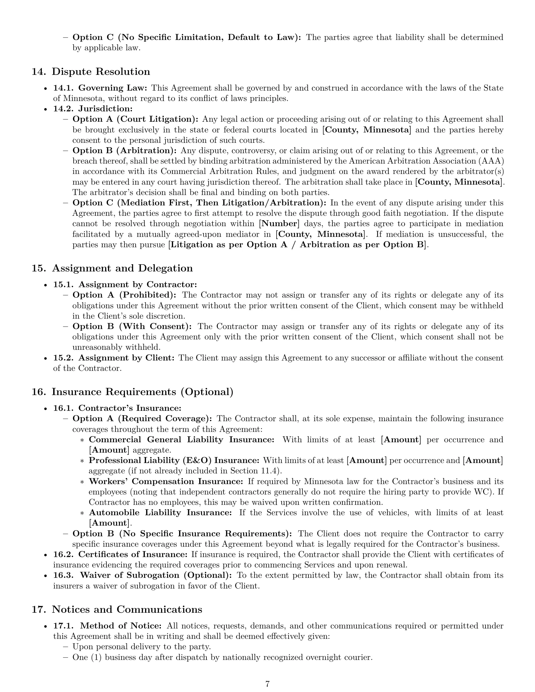 Preview page 7 of Pro Minnesota independent contractor agreement template
