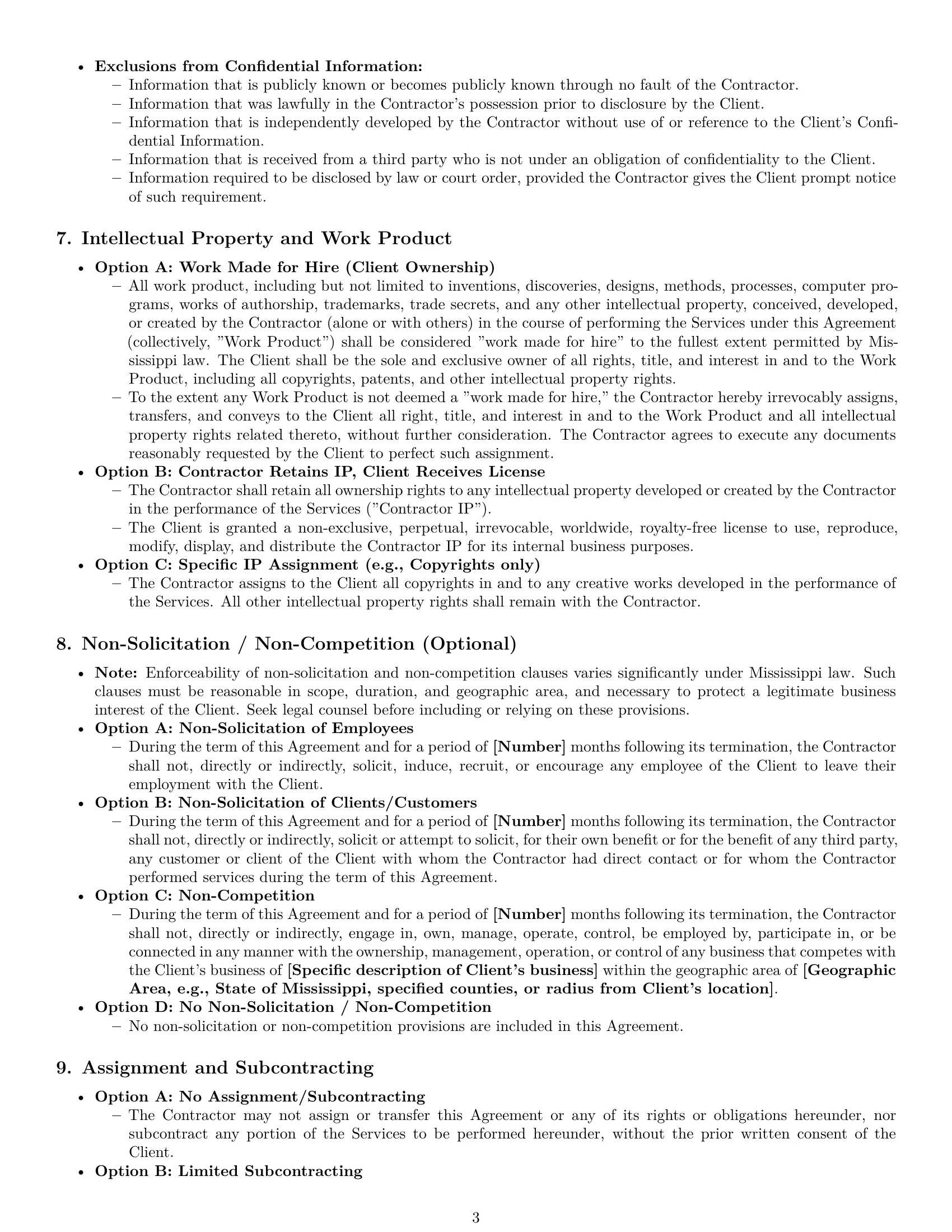Preview page 3 of Pro Mississippi independent contractor agreement template