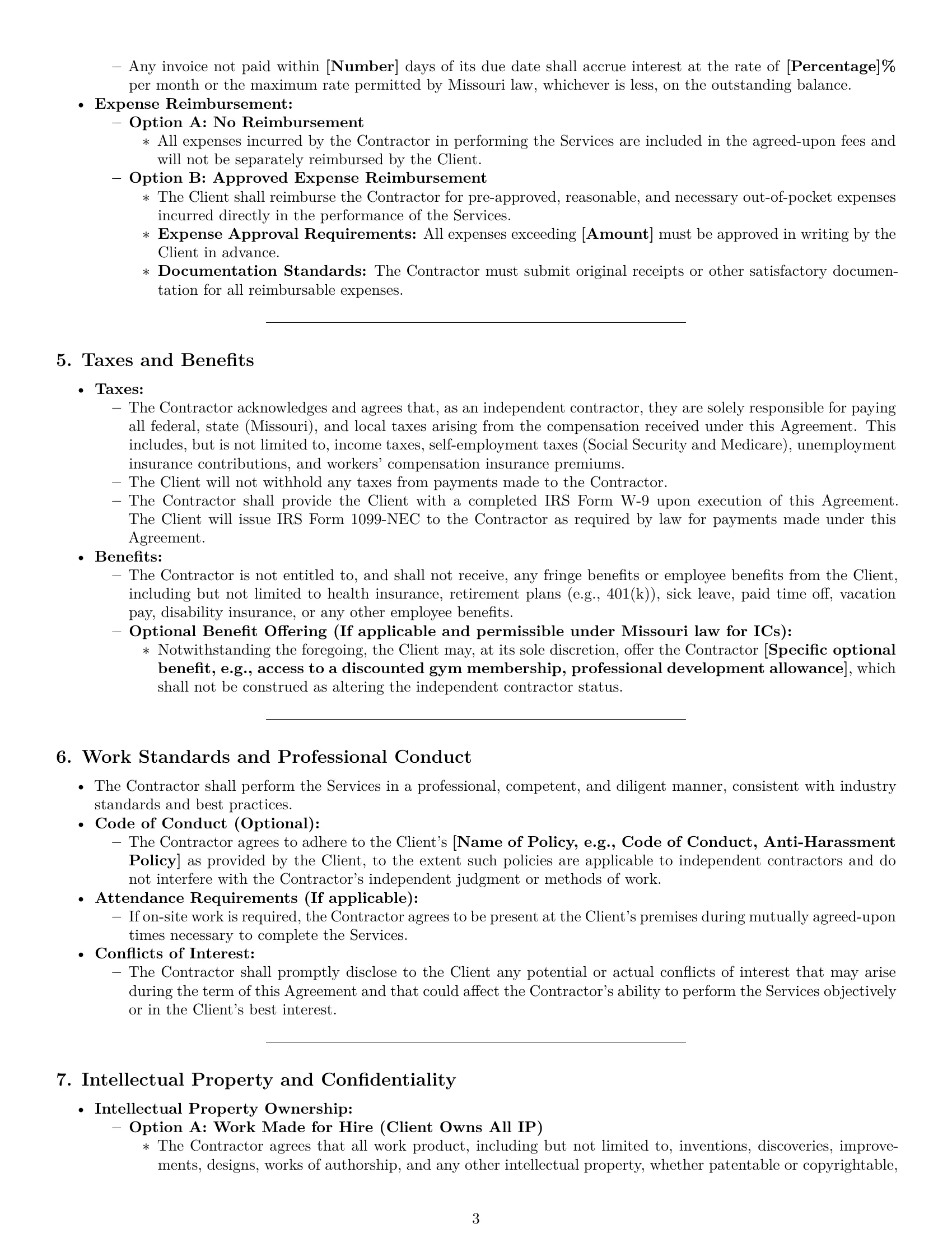 Preview page 3 of Pro Missouri independent contractor agreement template