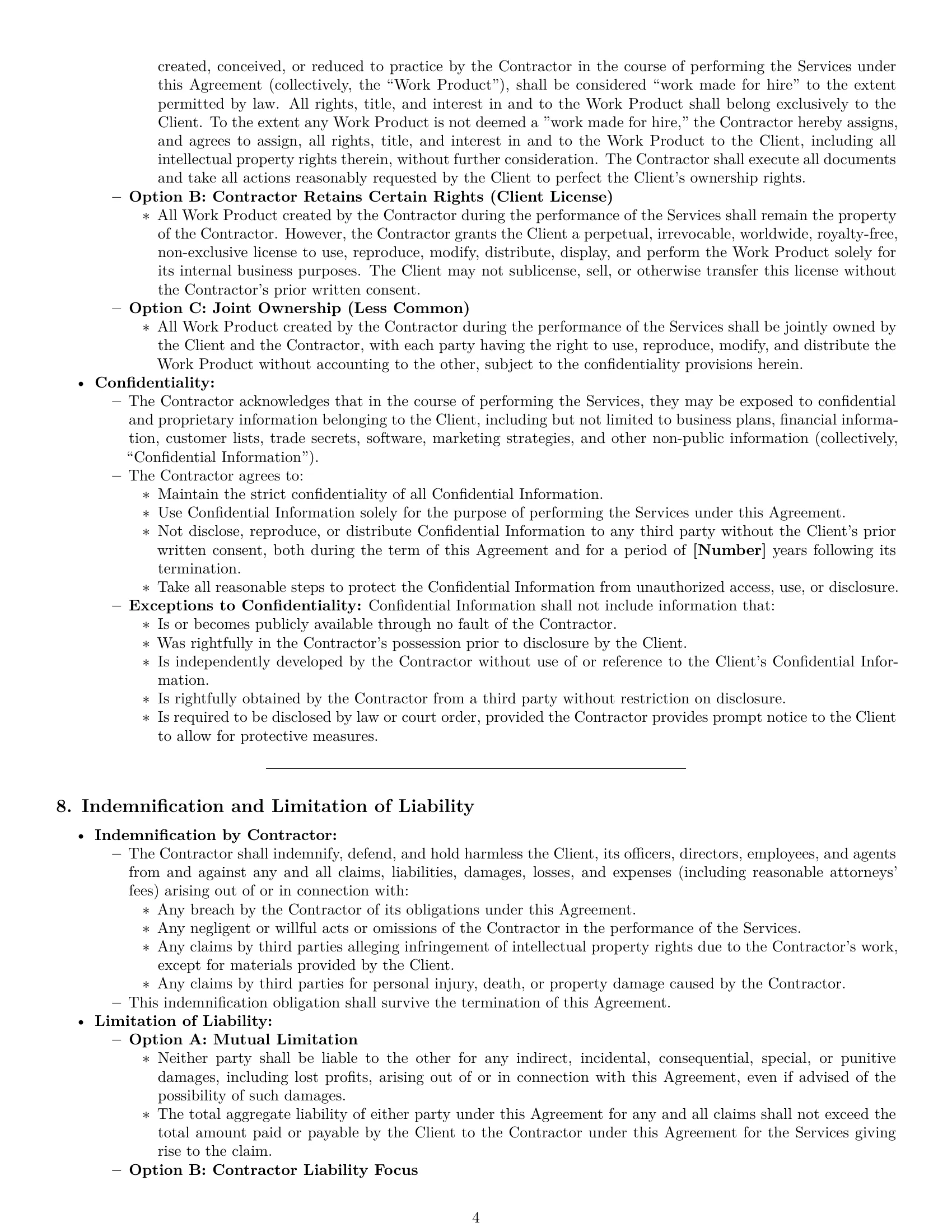 Preview page 4 of Pro Missouri independent contractor agreement template