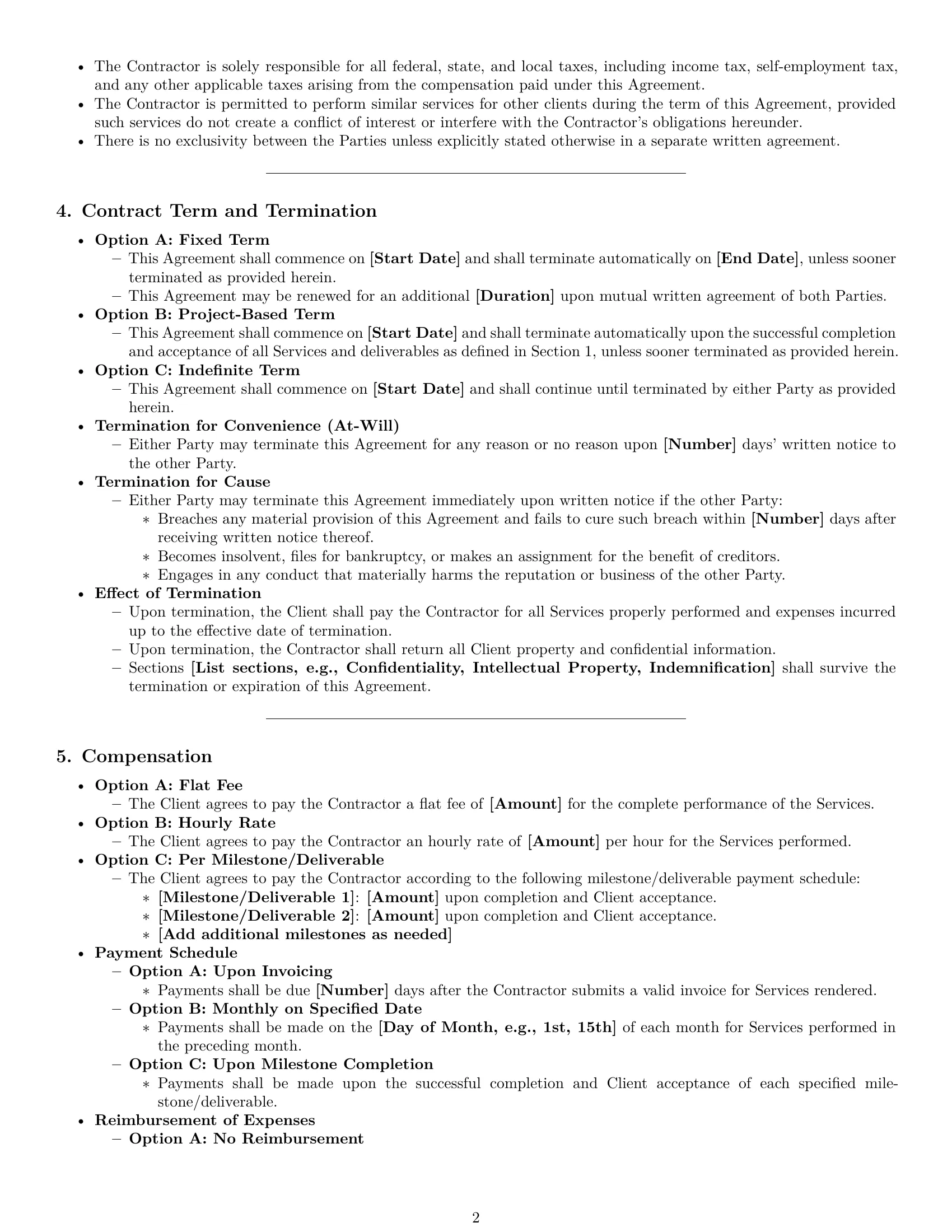 Preview page 2 of Pro Montana independent contractor agreement template