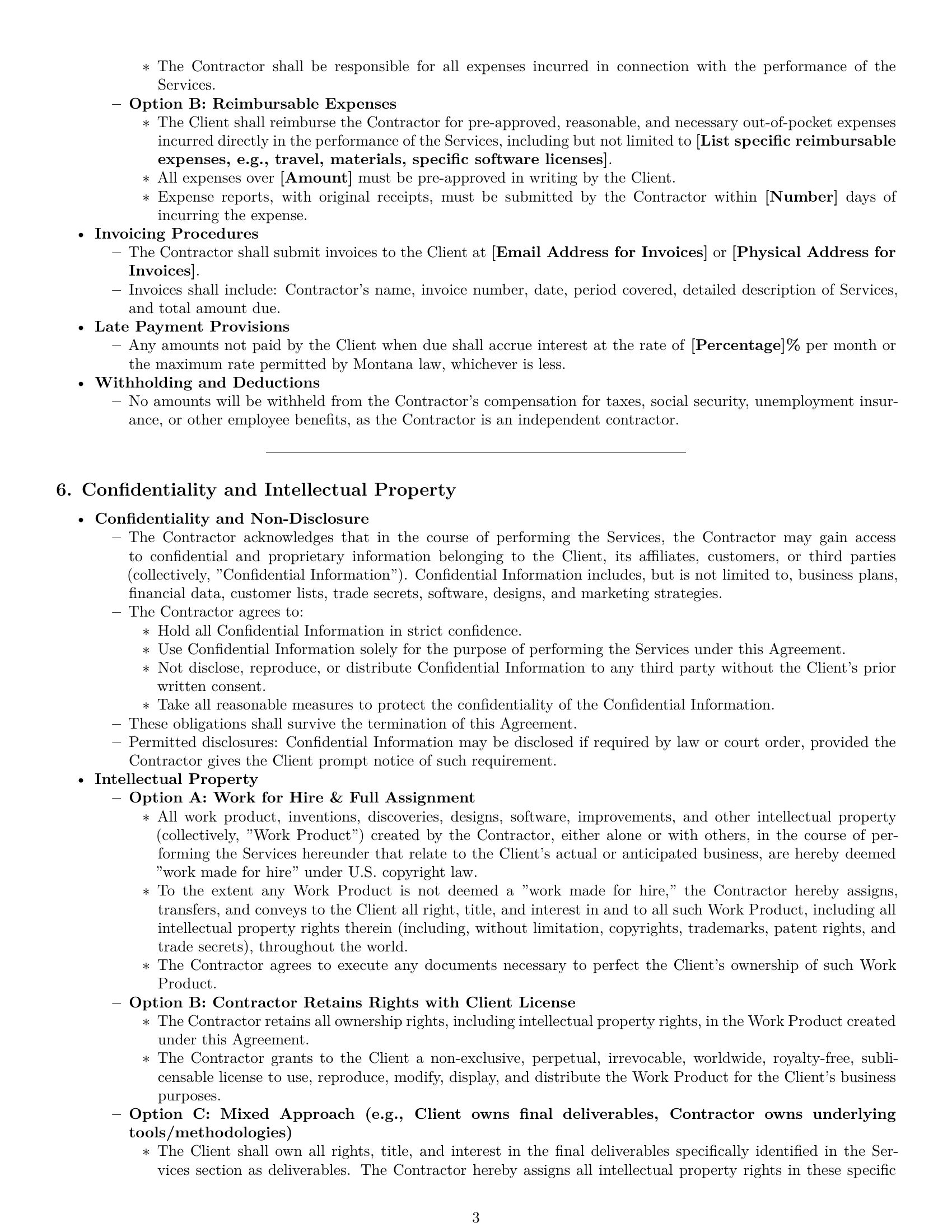 Preview page 3 of Pro Montana independent contractor agreement template
