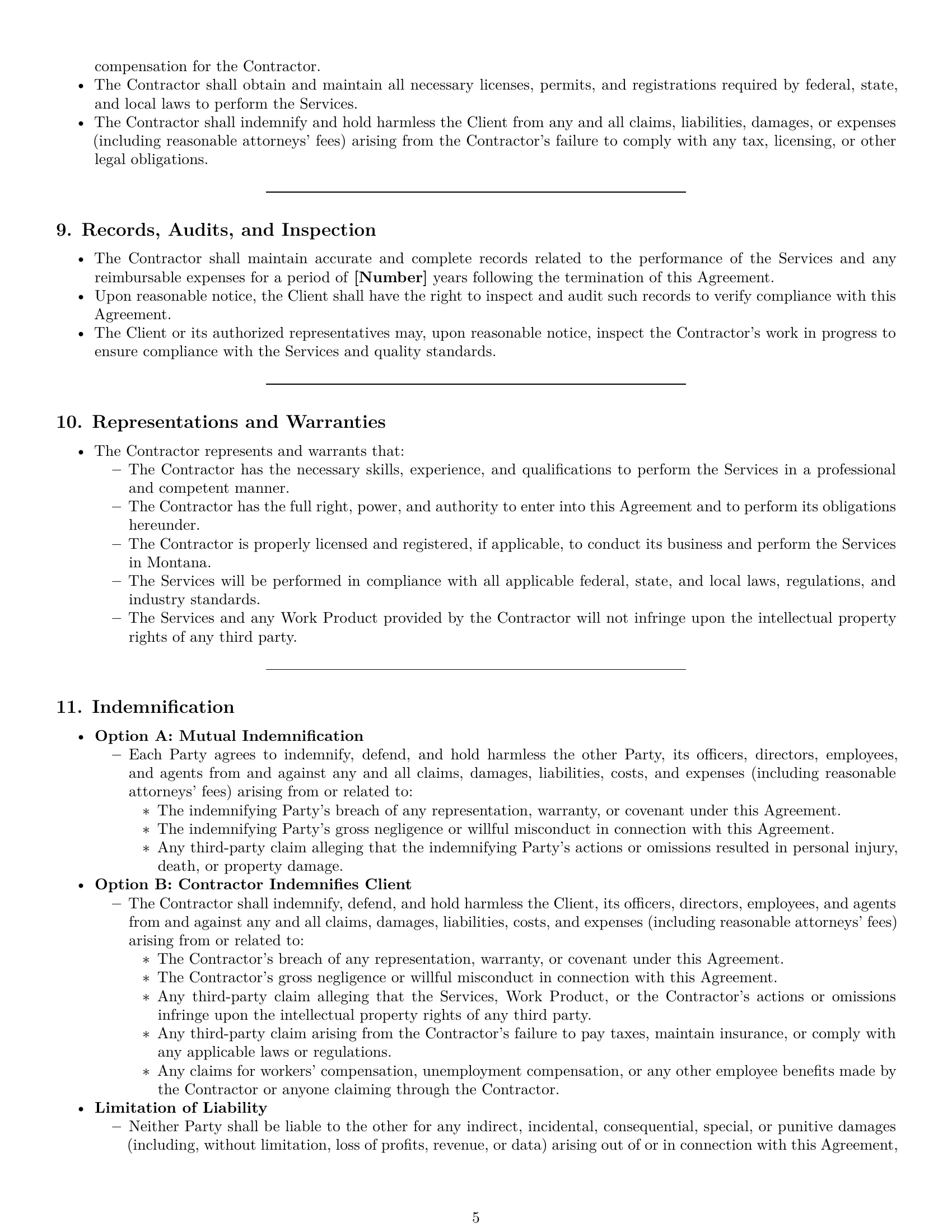 Preview page 5 of Pro Montana independent contractor agreement template