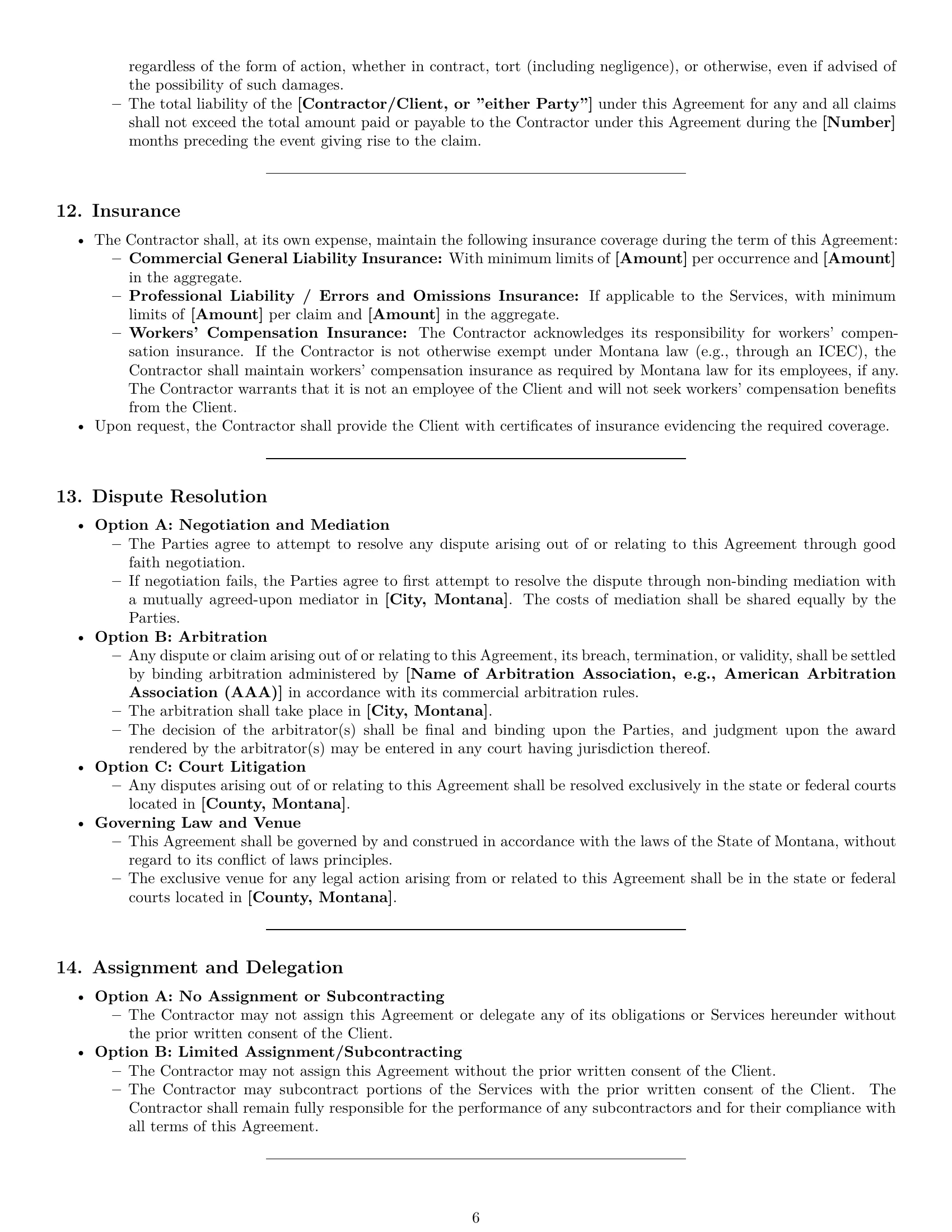 Preview page 6 of Pro Montana independent contractor agreement template