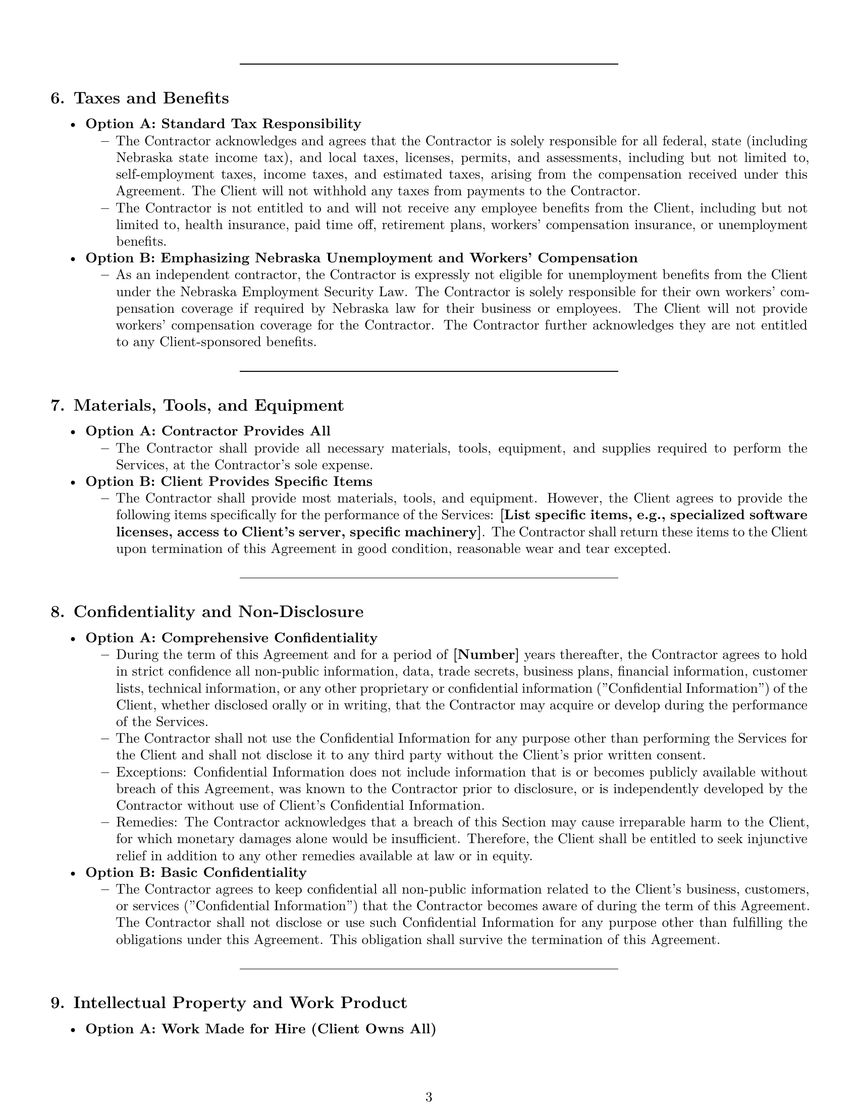 Preview page 3 of Pro Nebraska independent contractor agreement template