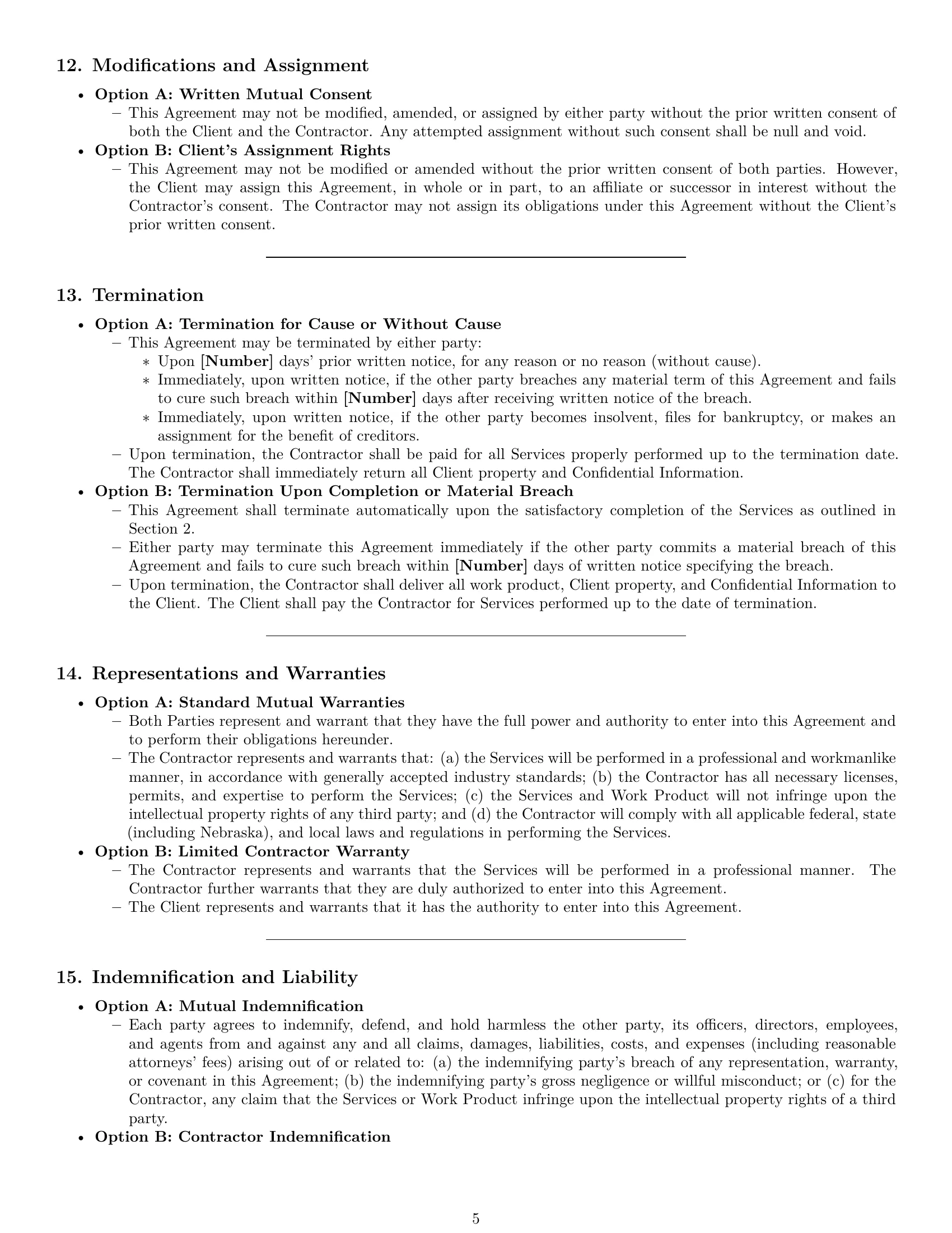 Preview page 5 of Pro Nebraska independent contractor agreement template