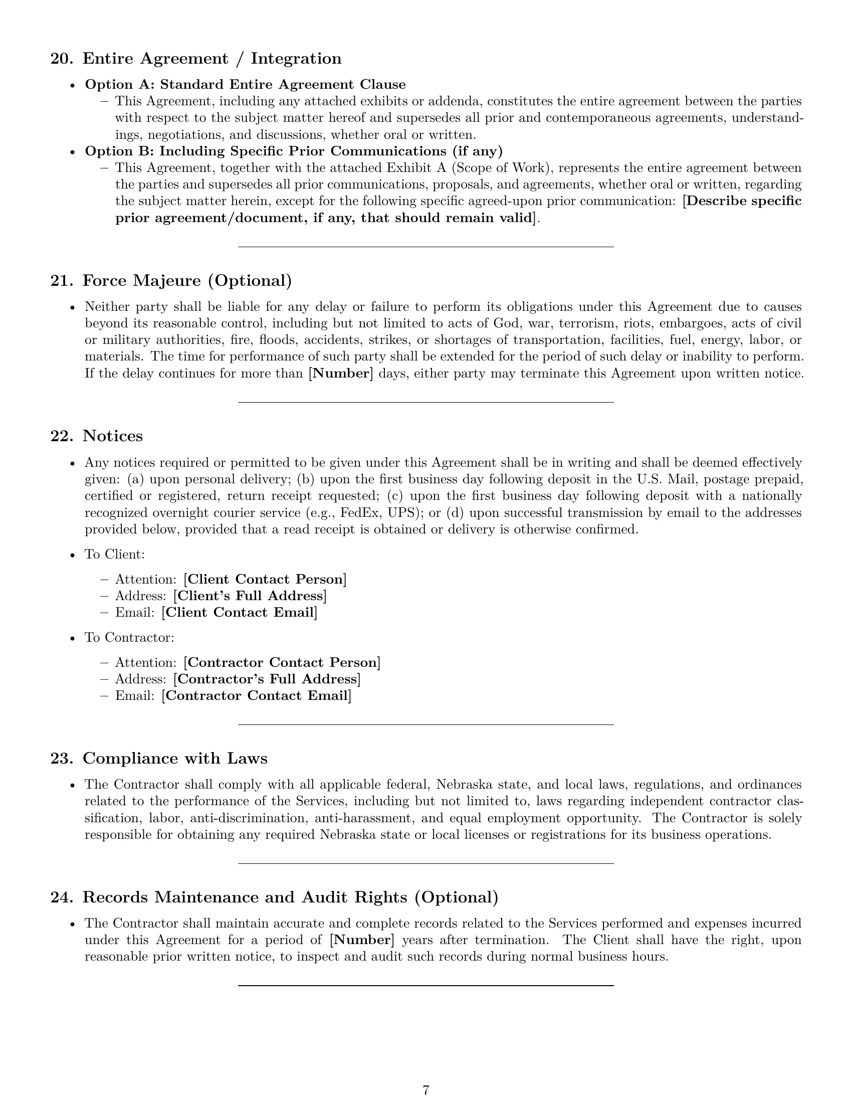 Preview page 7 of Pro Nebraska independent contractor agreement template