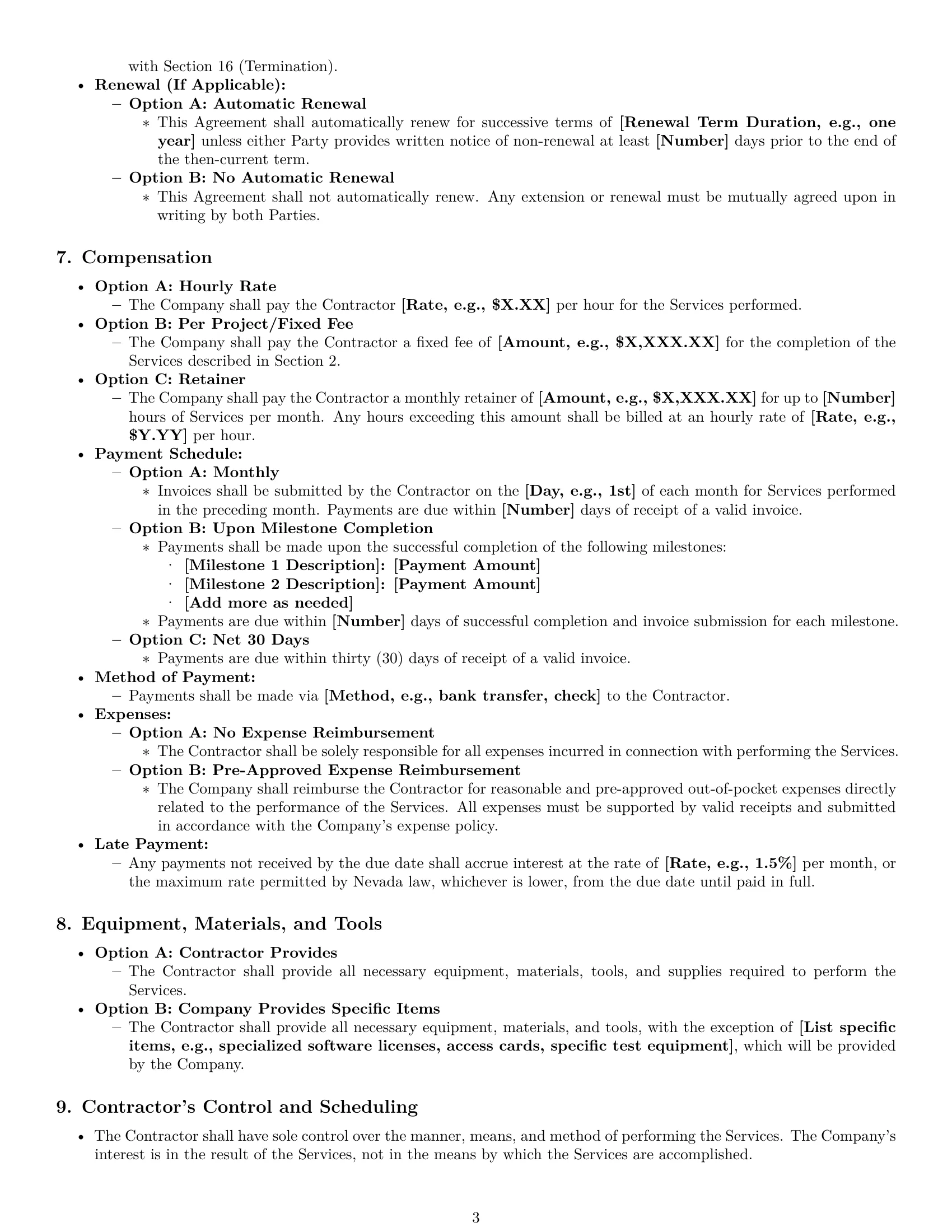 Preview page 3 of Pro Nevada independent contractor agreement template