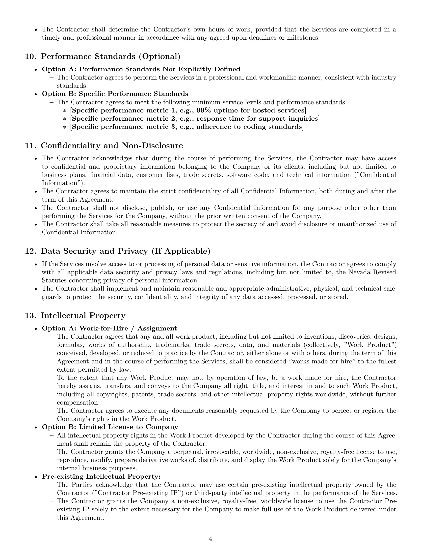 Preview page 4 of Pro Nevada independent contractor agreement template