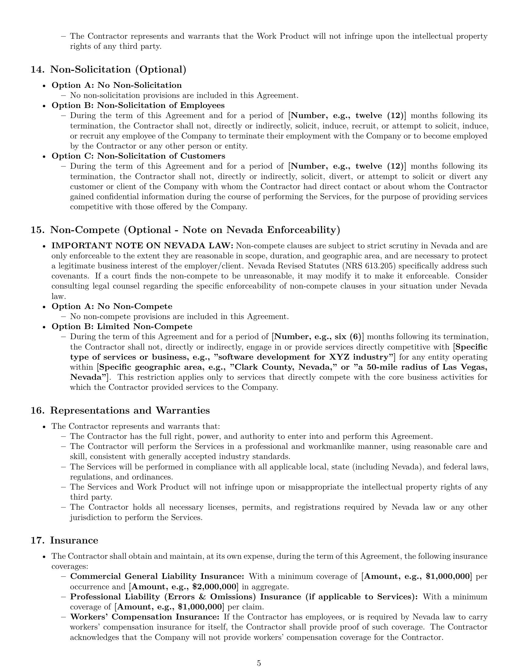 Preview page 5 of Pro Nevada independent contractor agreement template