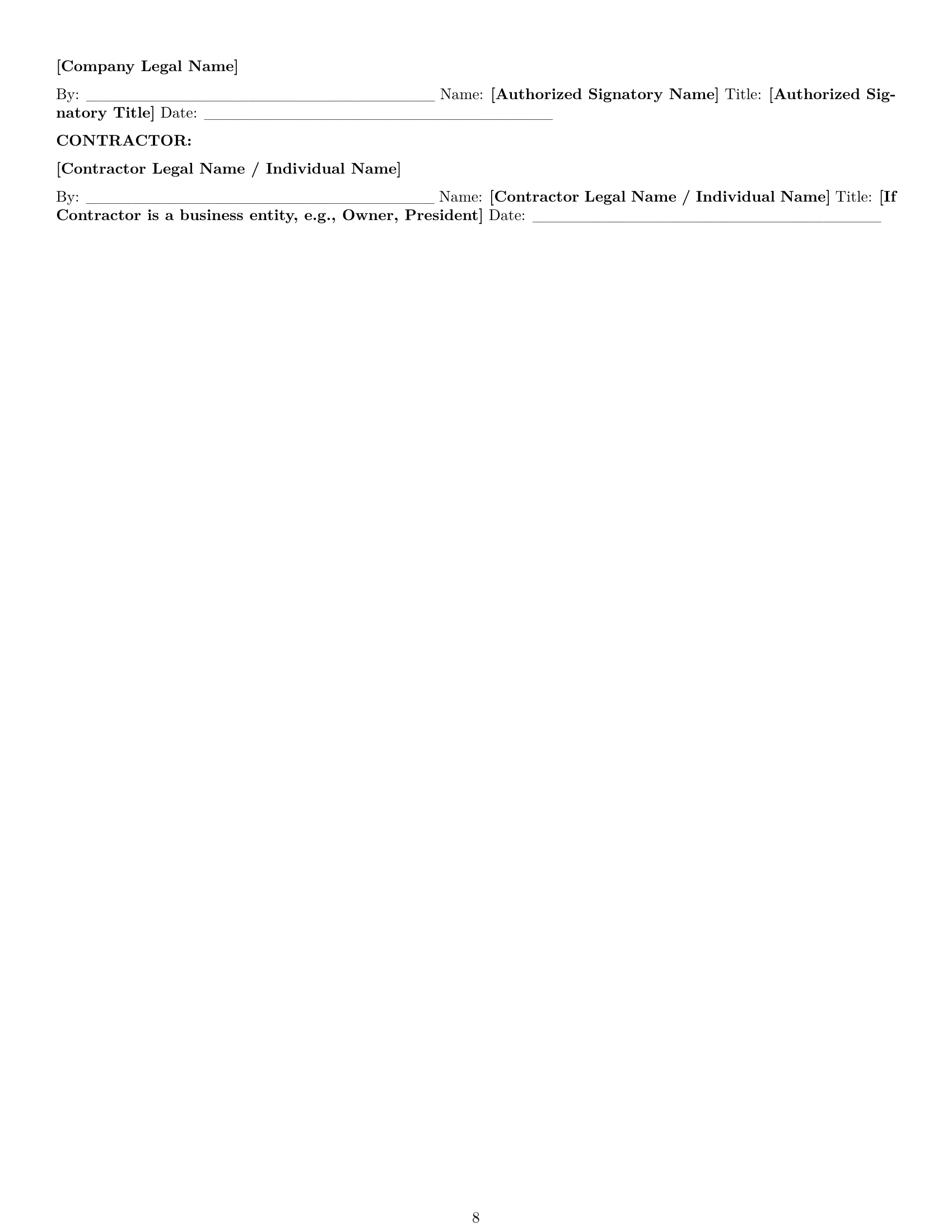 Preview page 8 of Pro Nevada independent contractor agreement template