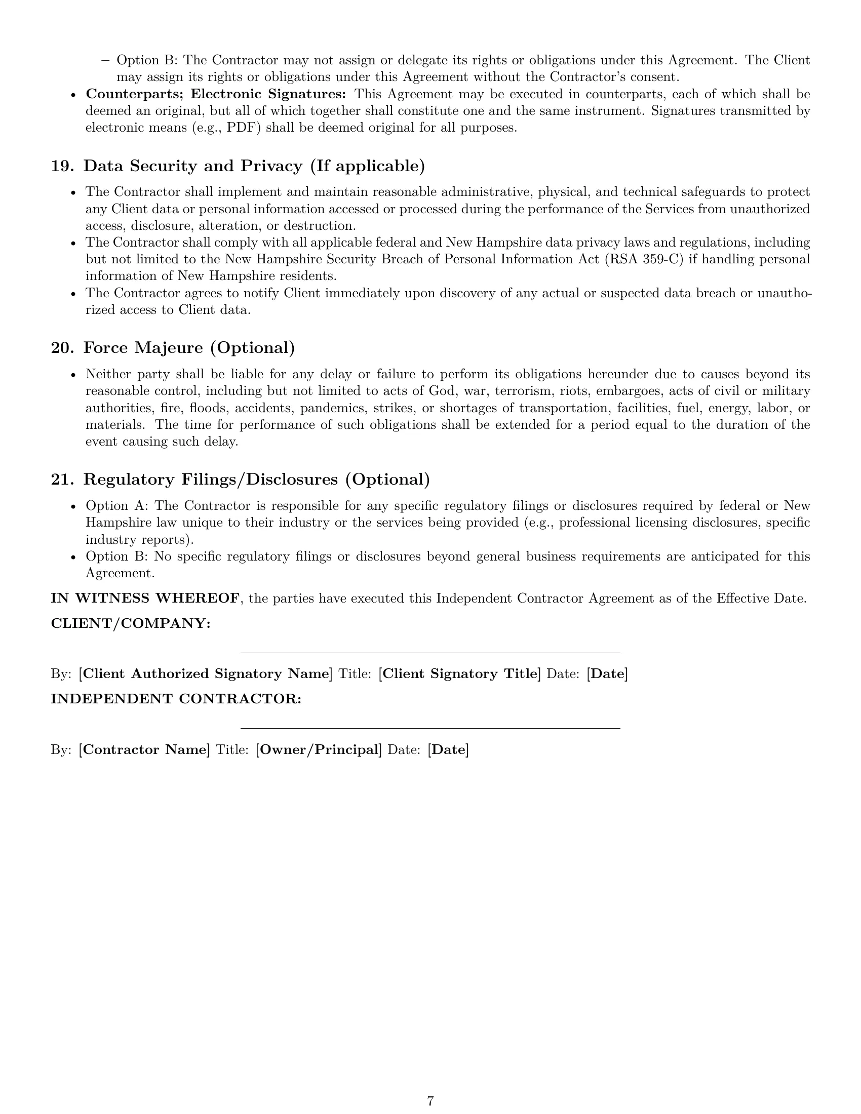 Preview page 7 of Pro New Hampshire independent contractor agreement template