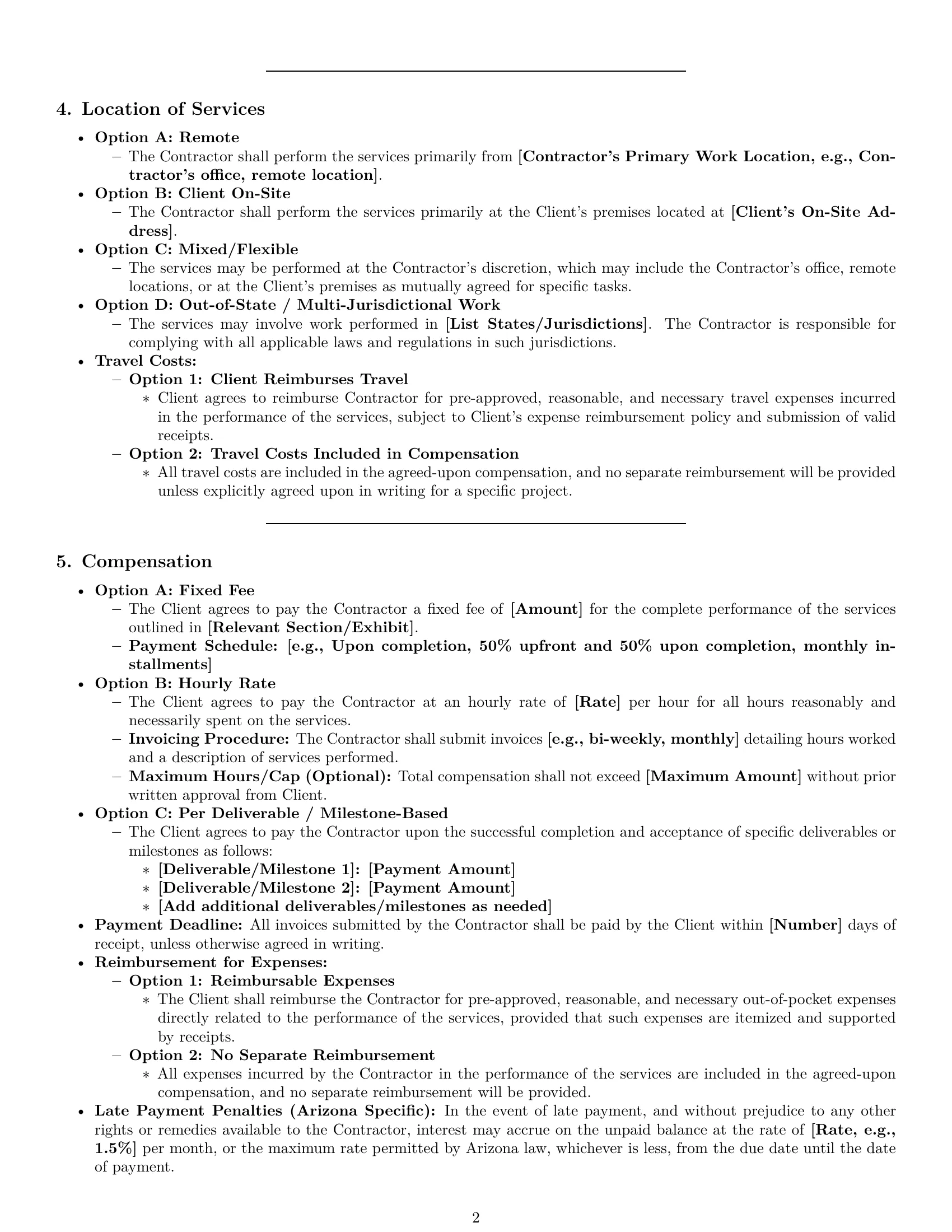 Preview page 2 of Pro Arizona independent contractor agreement template