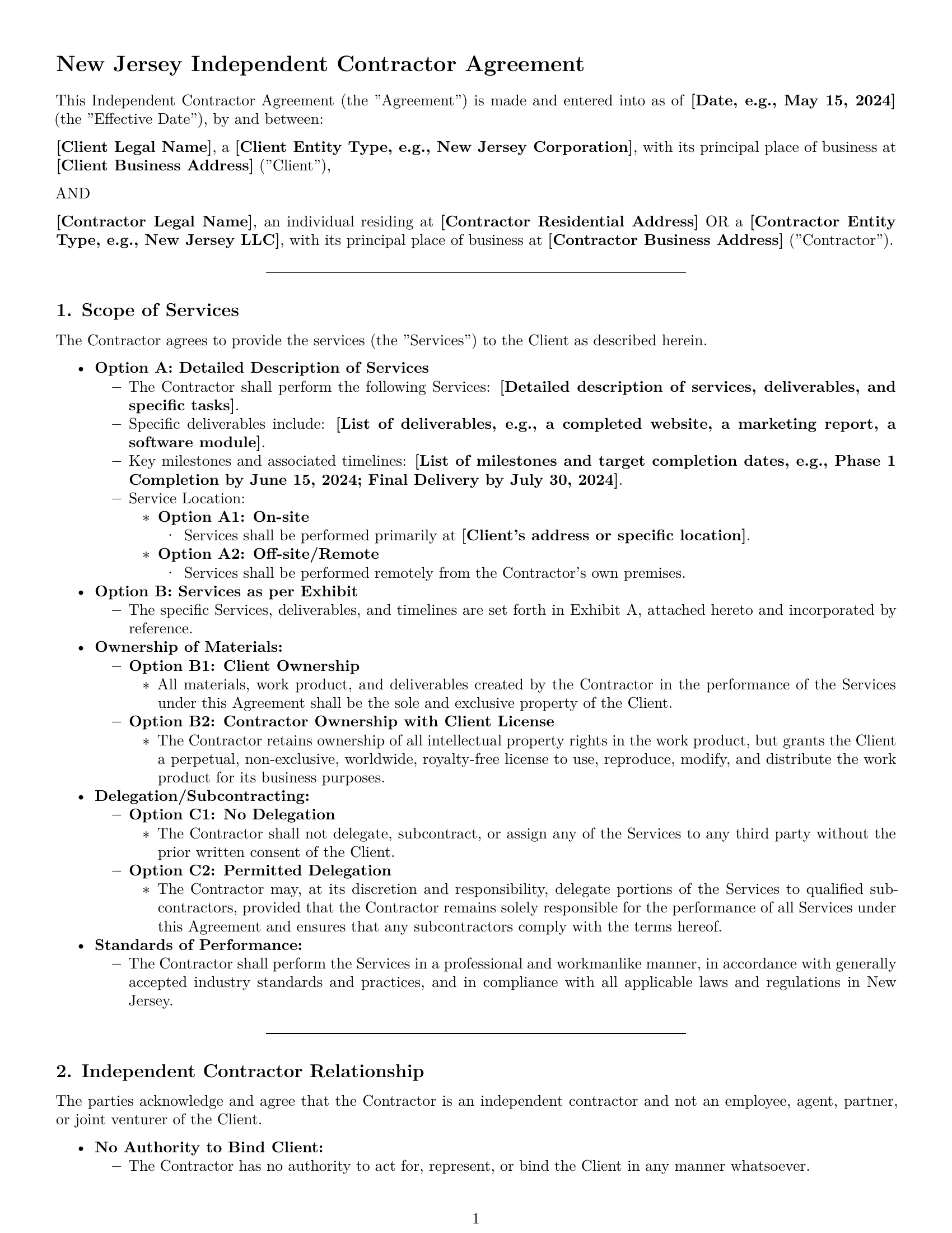 Preview page 1 of Pro New Jersey independent contractor agreement template