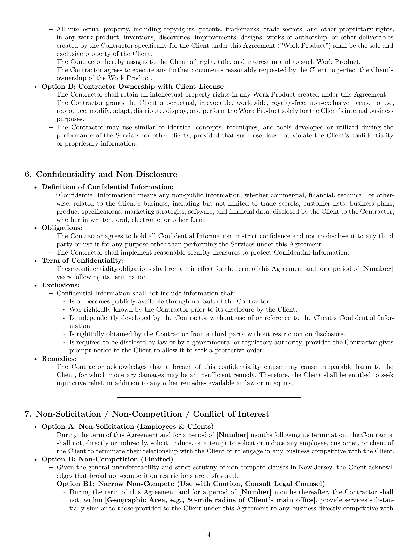 Preview page 4 of Pro New Jersey independent contractor agreement template